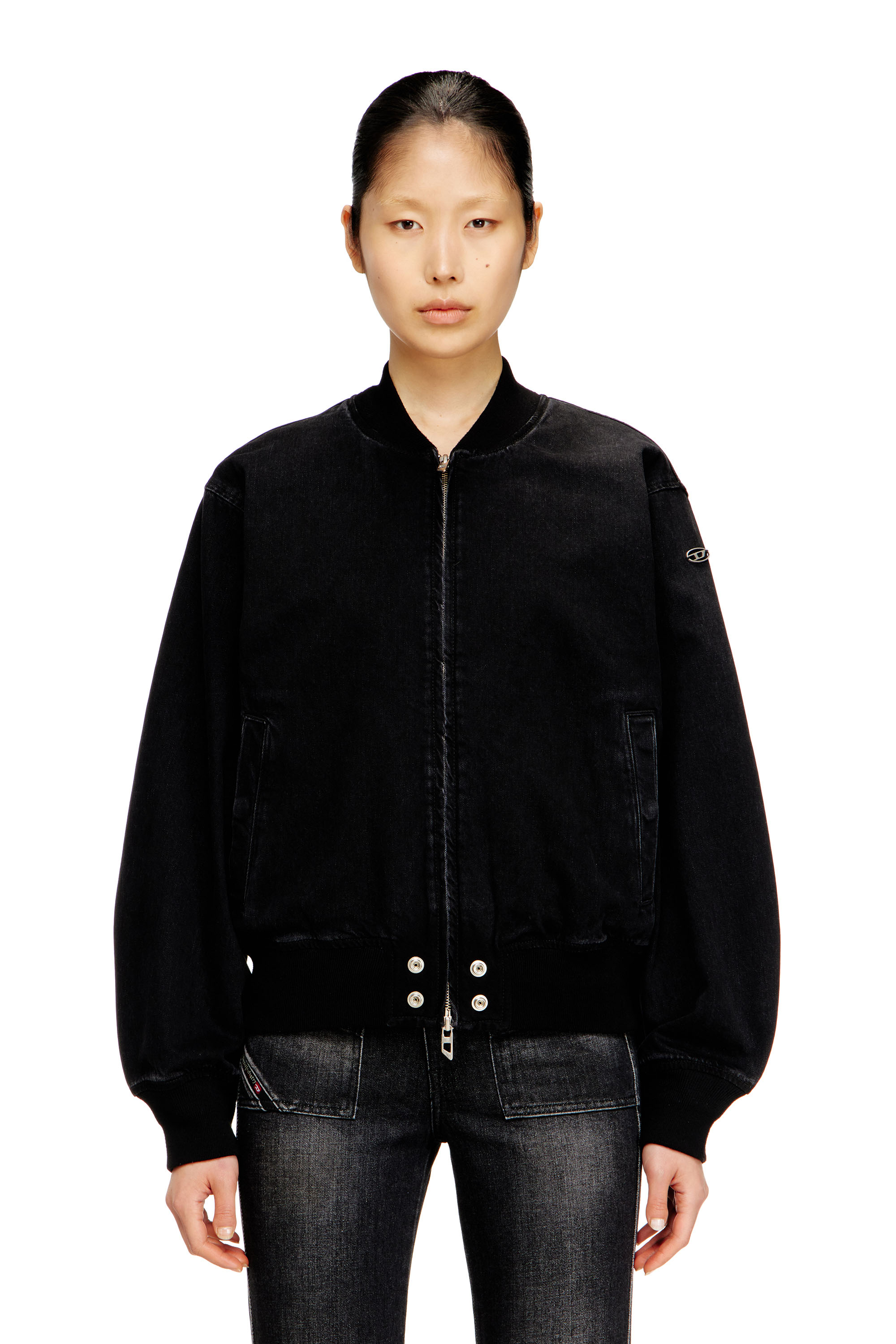 Diesel - D-GUZ, Chaqueta bomber en denim Unisex in Negro - 1