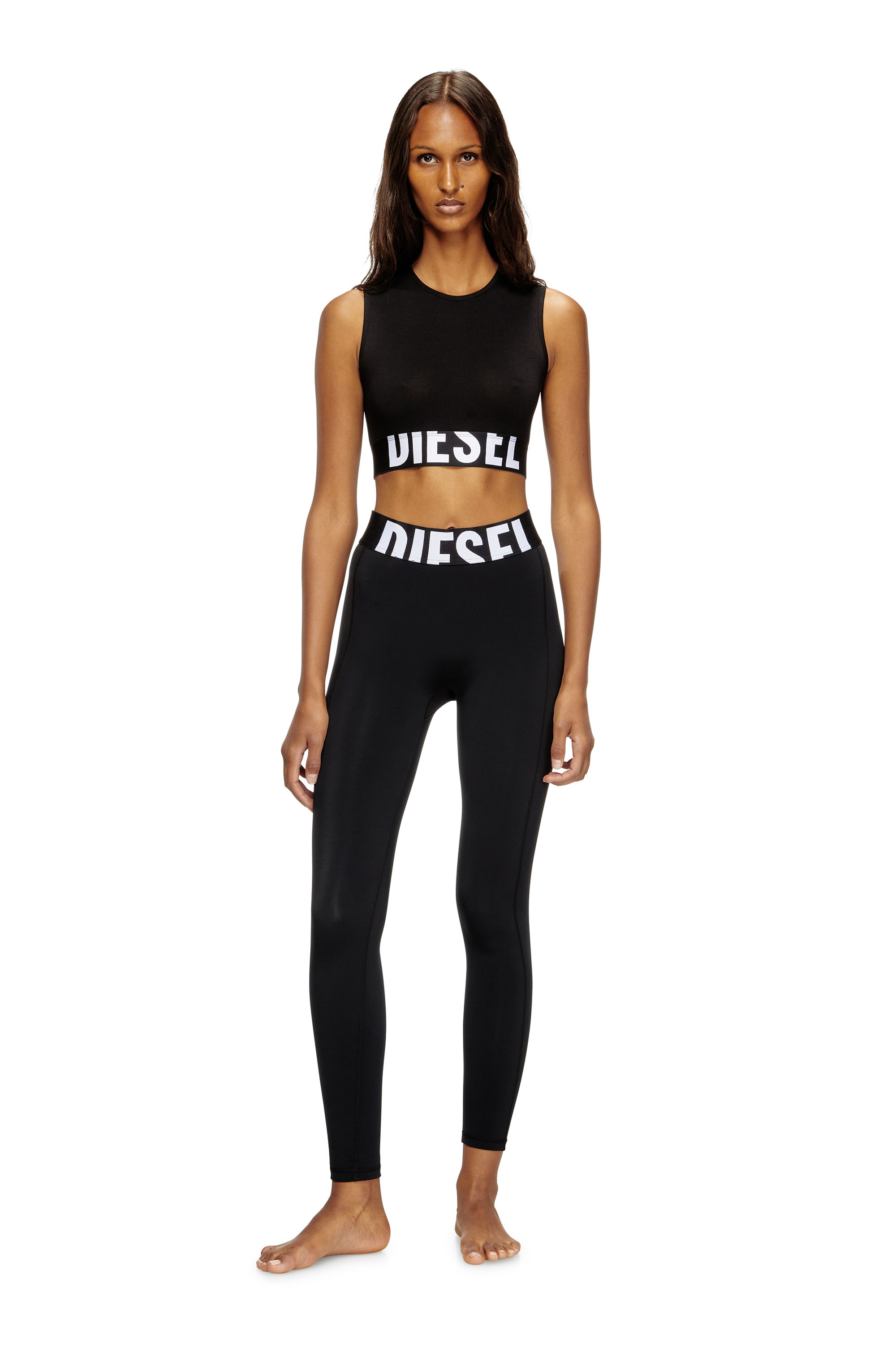 Diesel - ADA-D-POP, Camiseta con tirantes recortada con logotipo recortado Mujer in Negro - 2