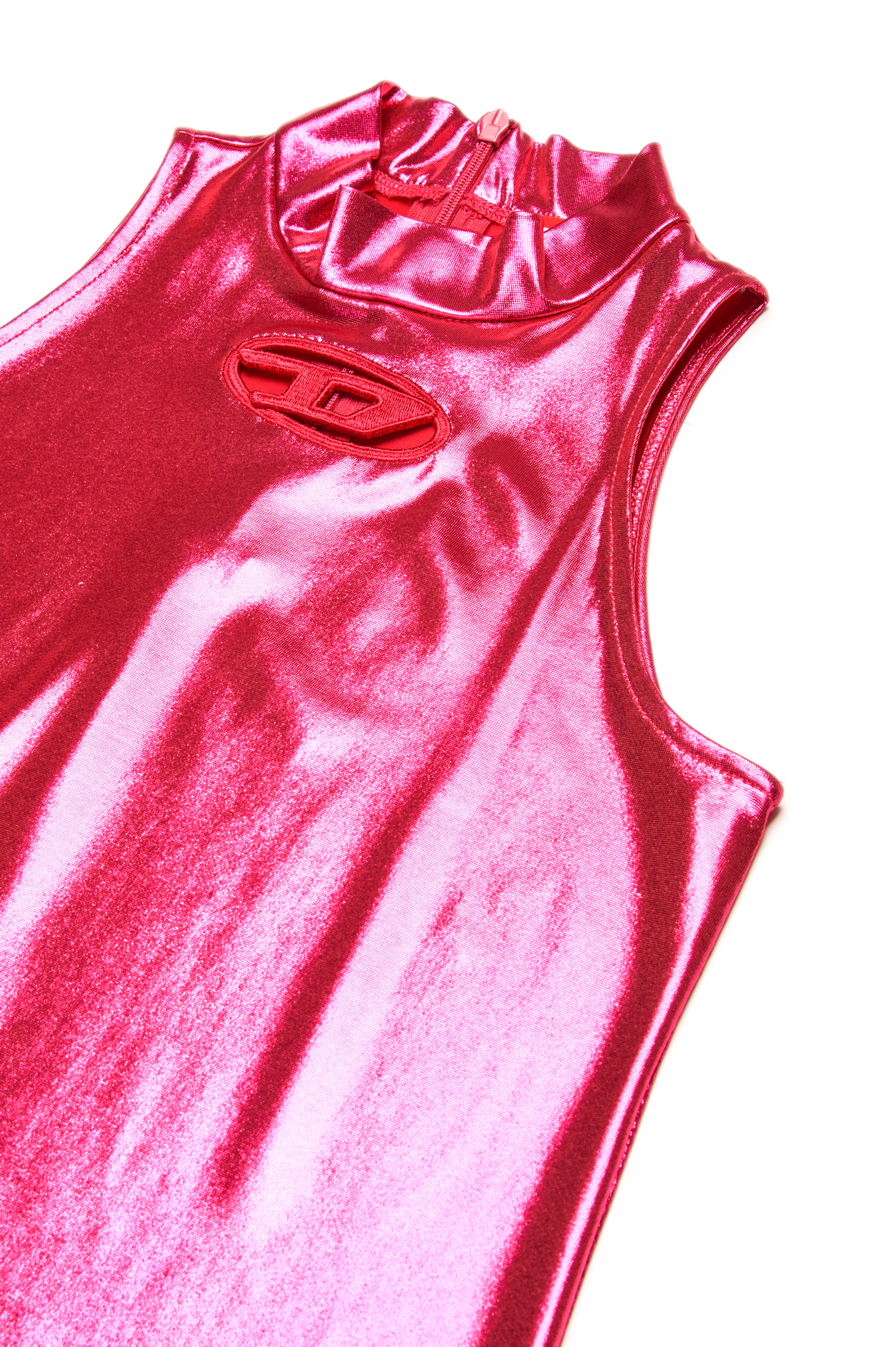 Diesel - DSTROL, Vestido metalizado de tejido elástico Mujer in Rosa - 3