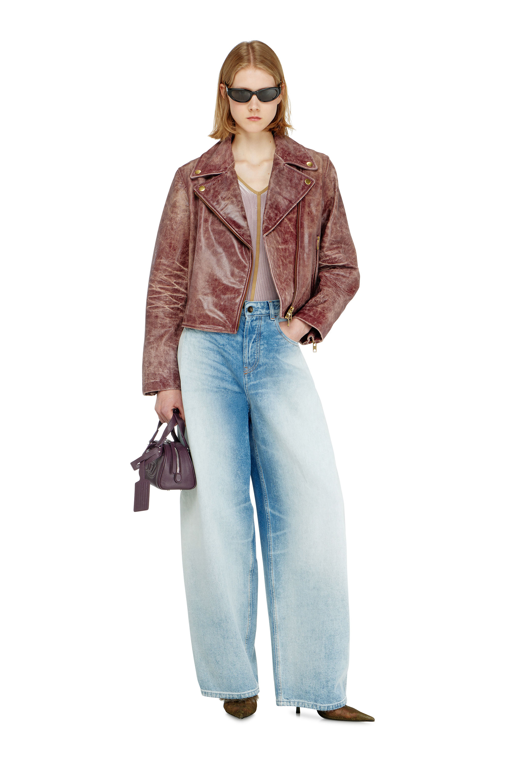 Diesel - L-UNATIC-T1, Chaqueta biker de piel tratada Mujer in ToBeDefined - 1