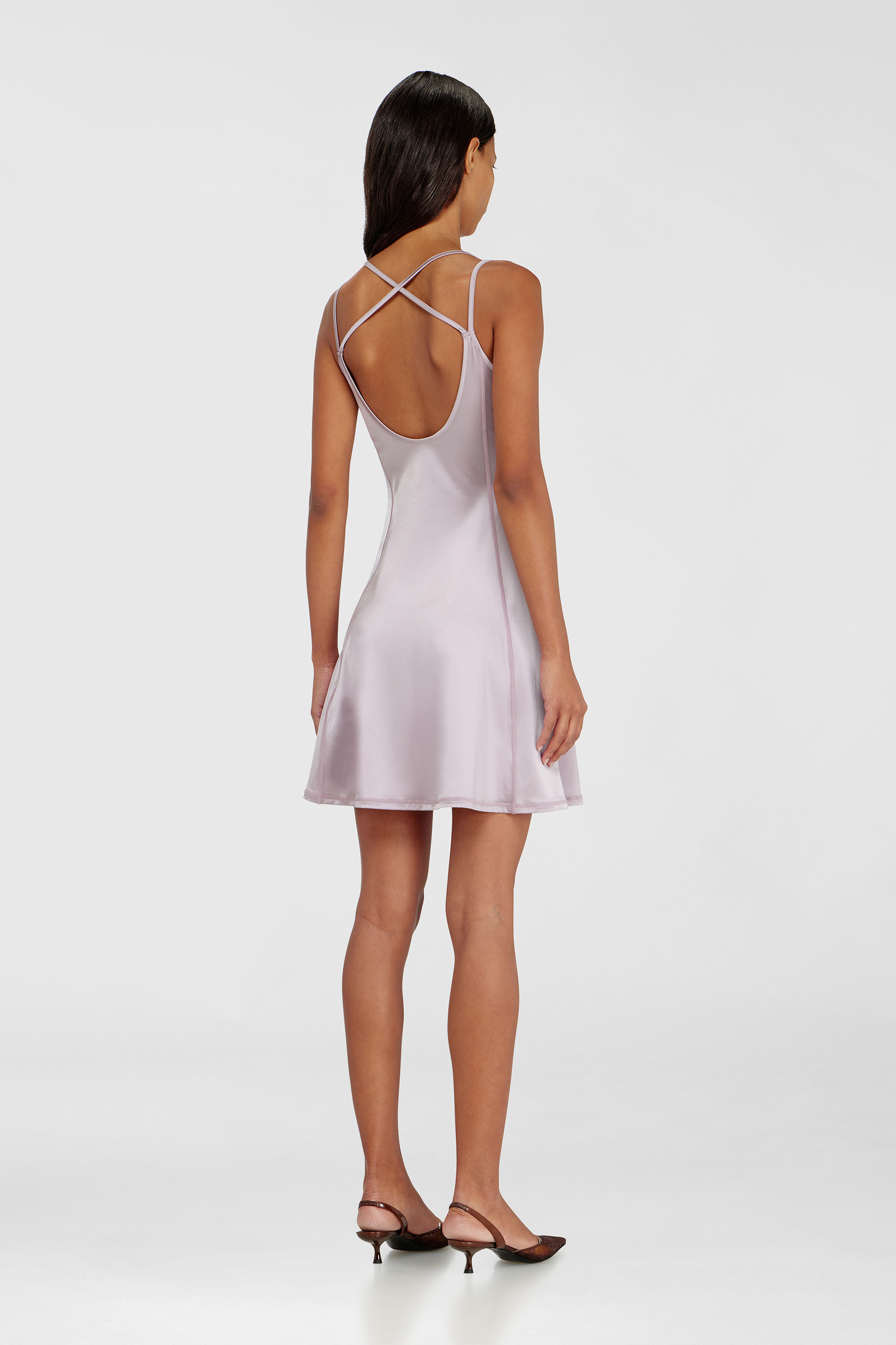 Diesel - D-IMMY, Vestido mini fluido con tirantes dobles Mujer in Morado - 4