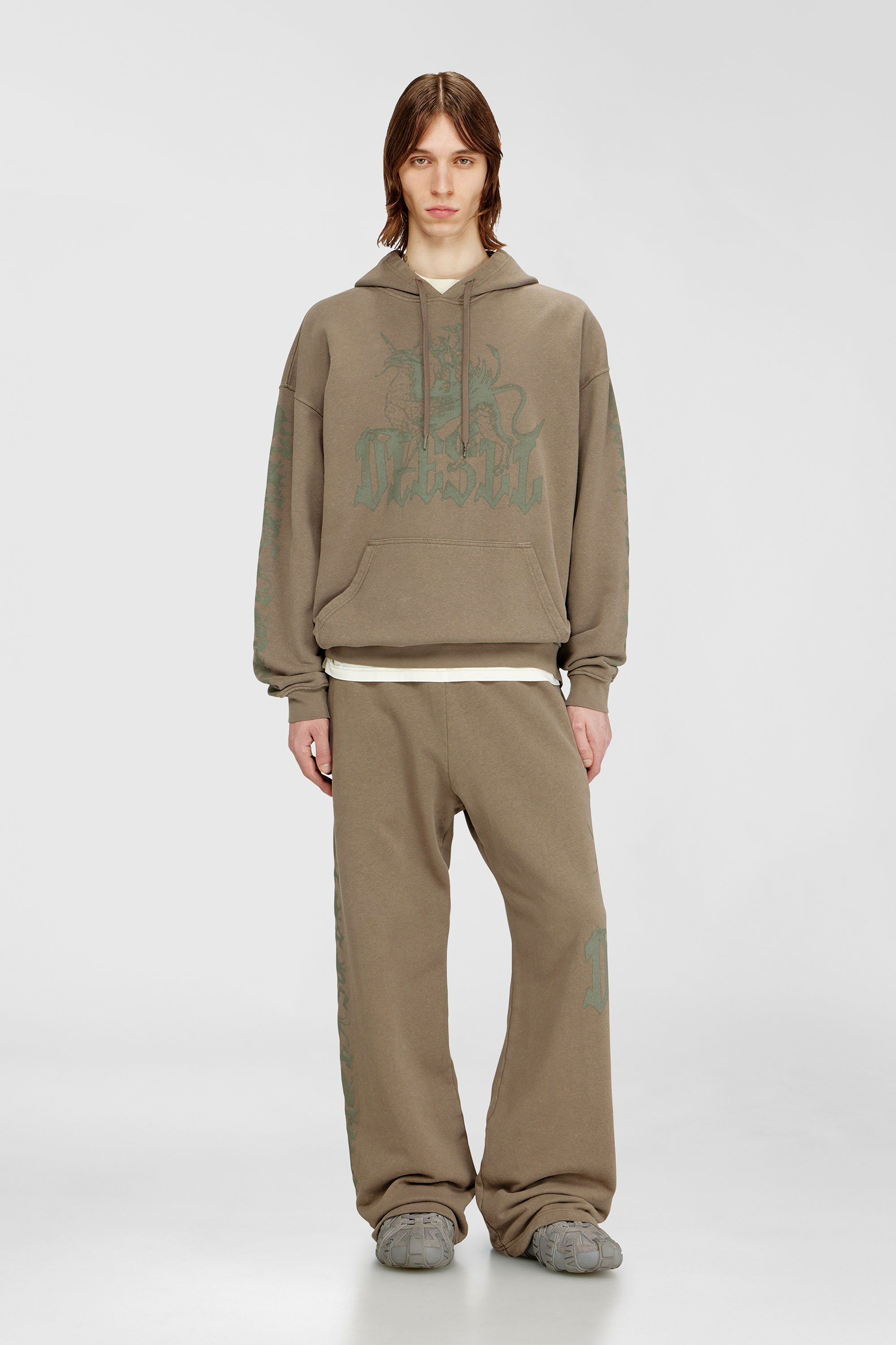 Diesel - S-GRIFFON, Sudadera tratada con estampado de grifo Hombre in Marr&oacute;n - 1