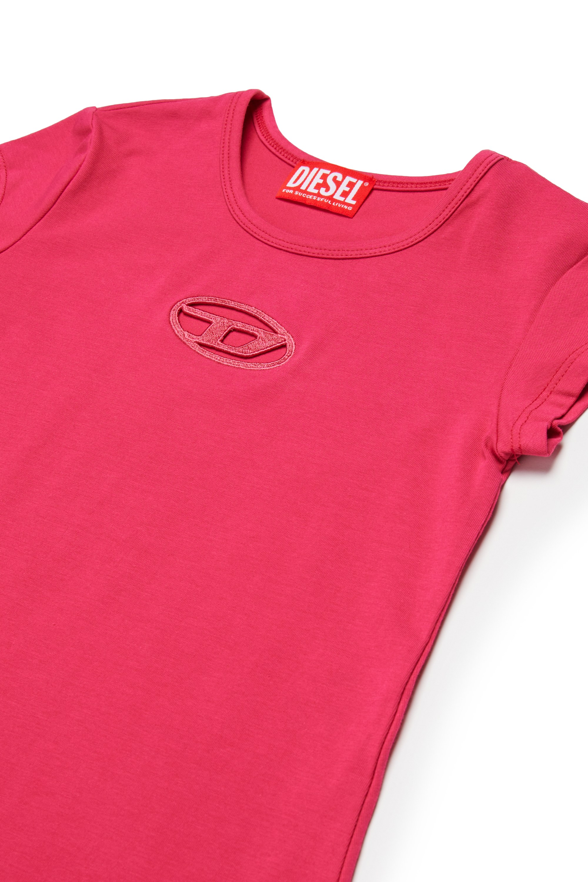 Diesel - DANGIELAM, Vestido camiseta con logotipo Oval D recortado Mujer in Rosa - 3