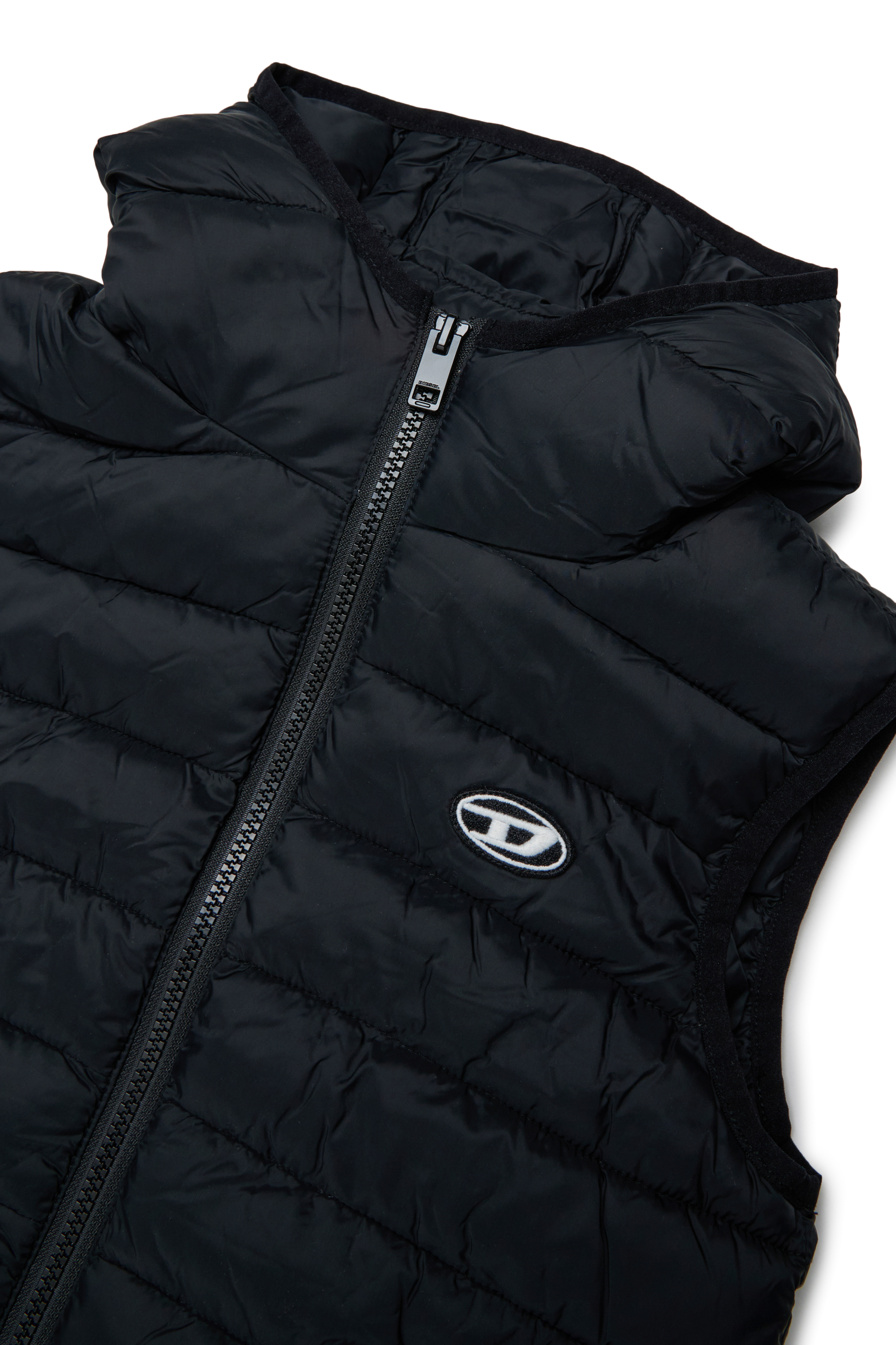 Diesel - JTEMPLY, Chaleco acolchado de nailon con capucha Unisex in Negro - 3