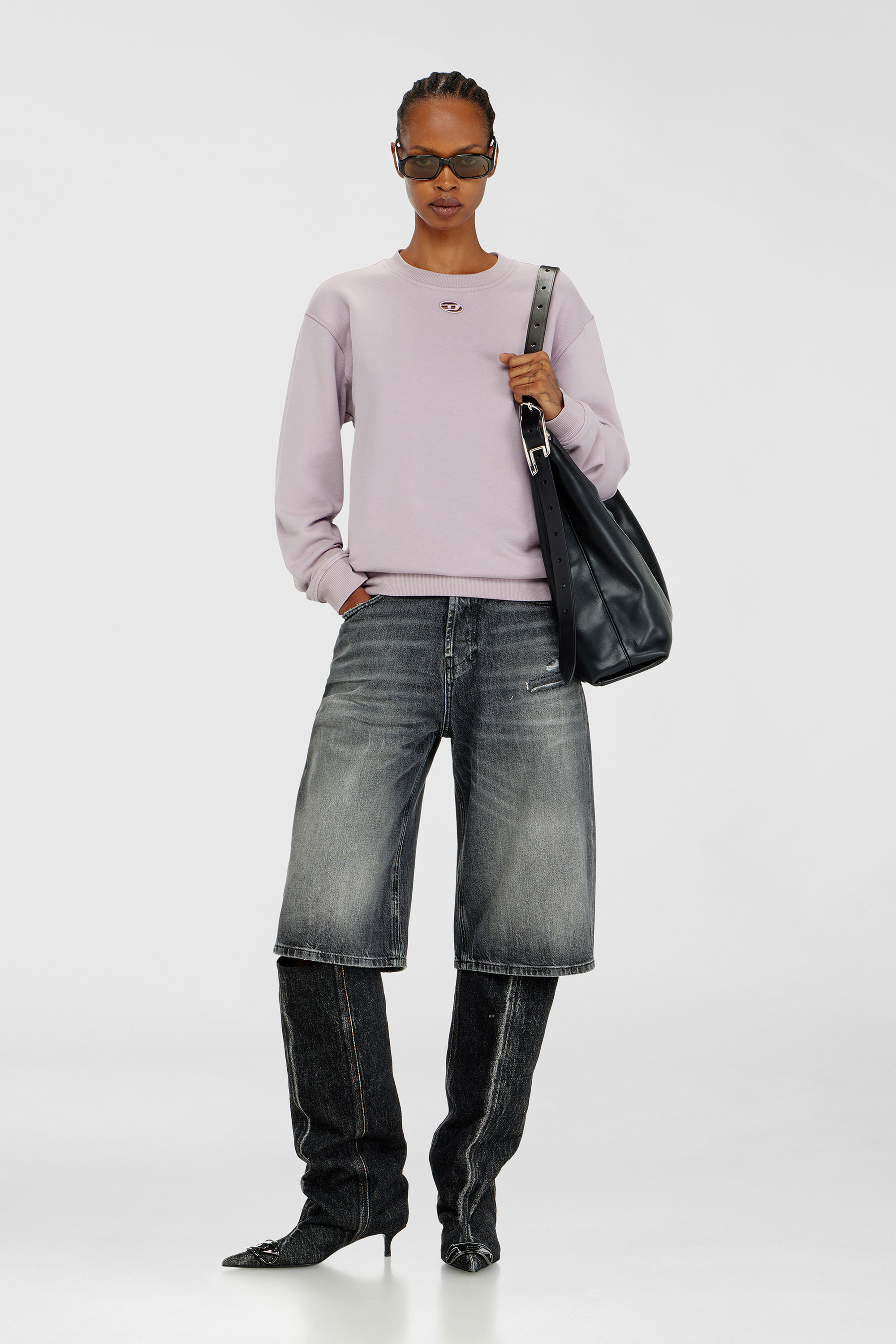 Diesel - F-NORMY-OD, Sudadera de algod&oacute;n con bordado Oval D Mujer in Morado - 2