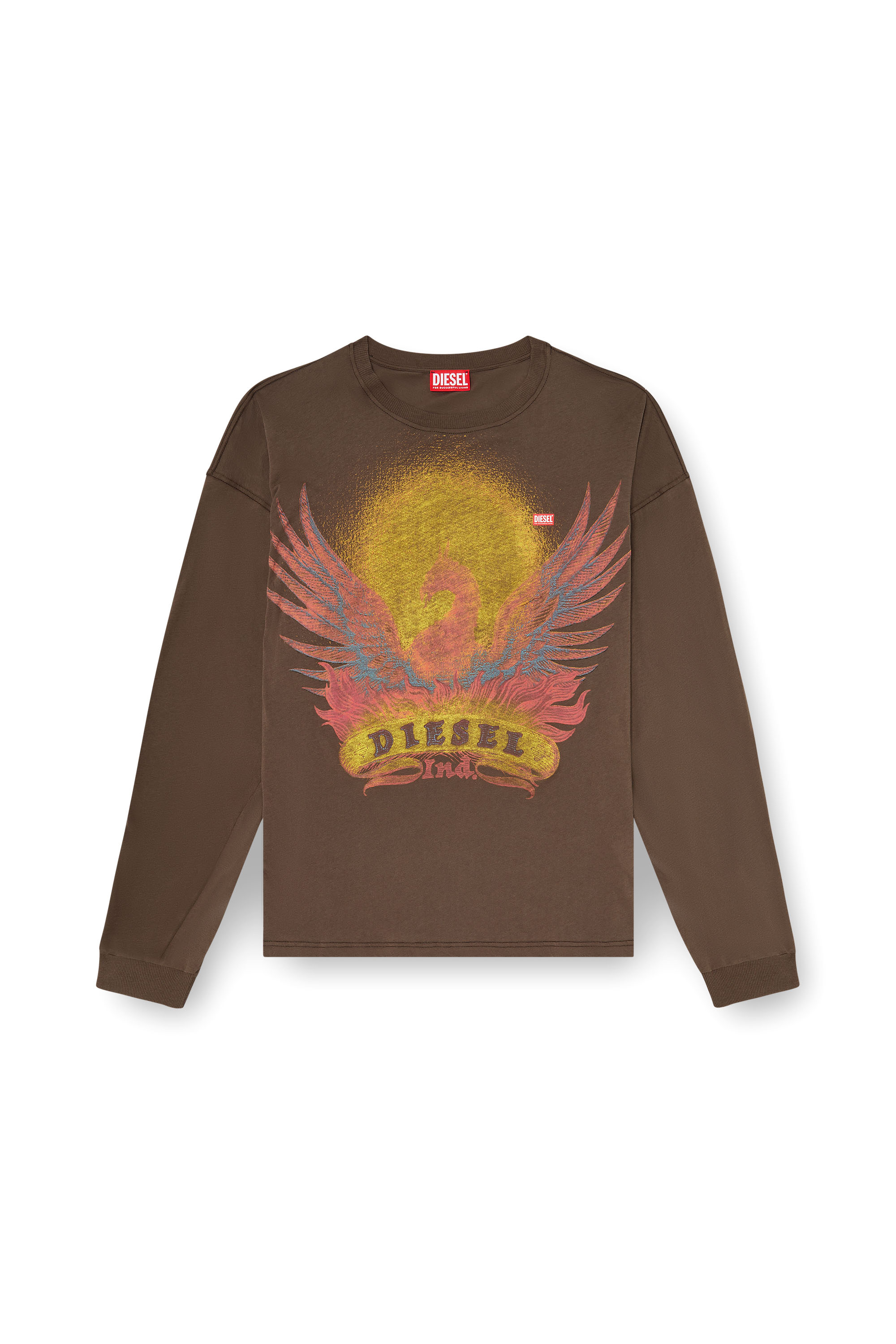 Diesel - T-BOXT-LS-AA1, Camiseta de manga larga con gr&aacute;fico de Phoenix Hombre in Marr&oacute;n - 2