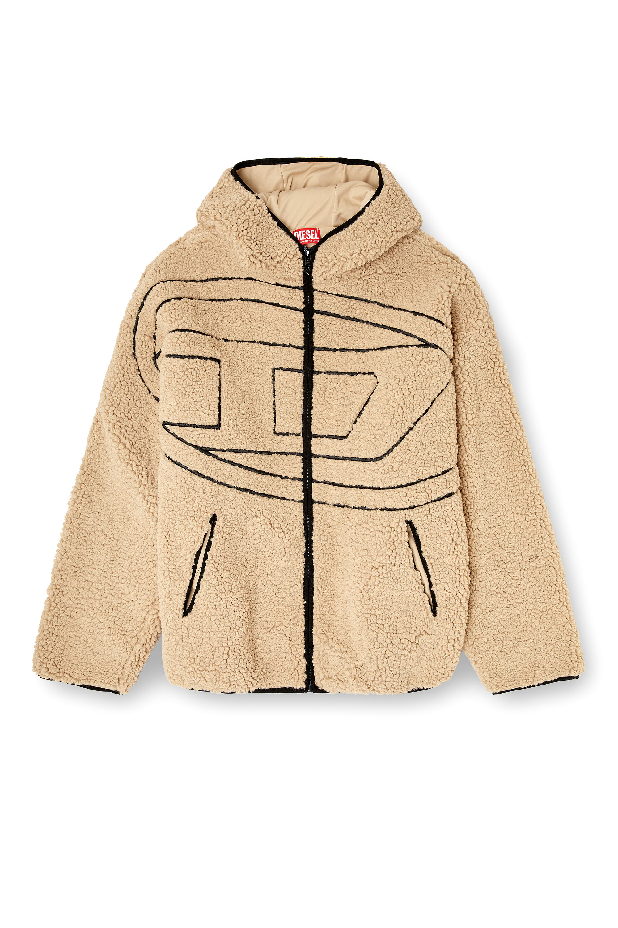 Diesel - S-ZAT, Sudadera de peluche con capucha Hombre in Beige - 3