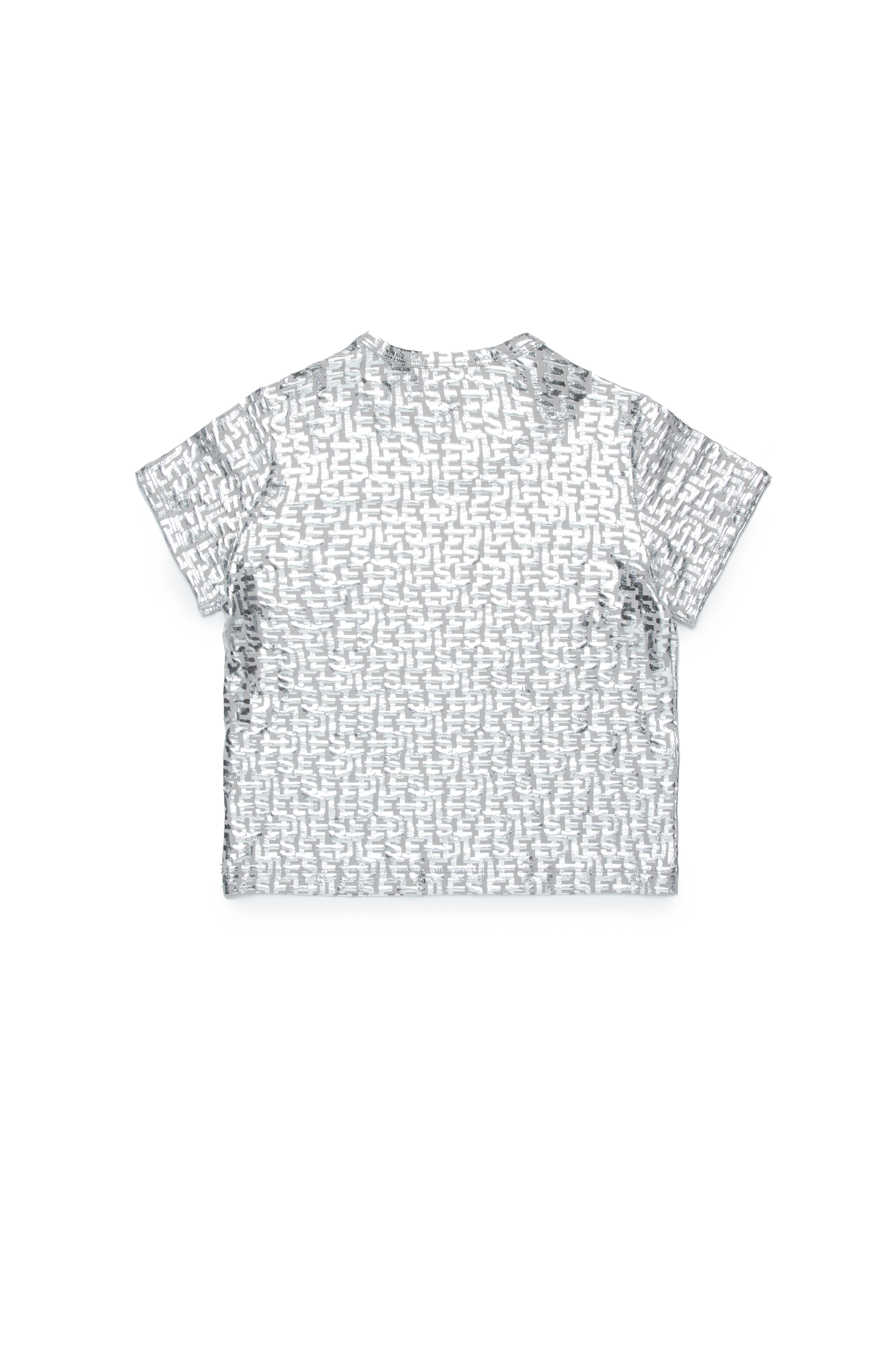 Diesel - TUNCUTIELONGL5, Mujer Camiseta con estampado de lámina monogram Diesel in Plateado - Image 2