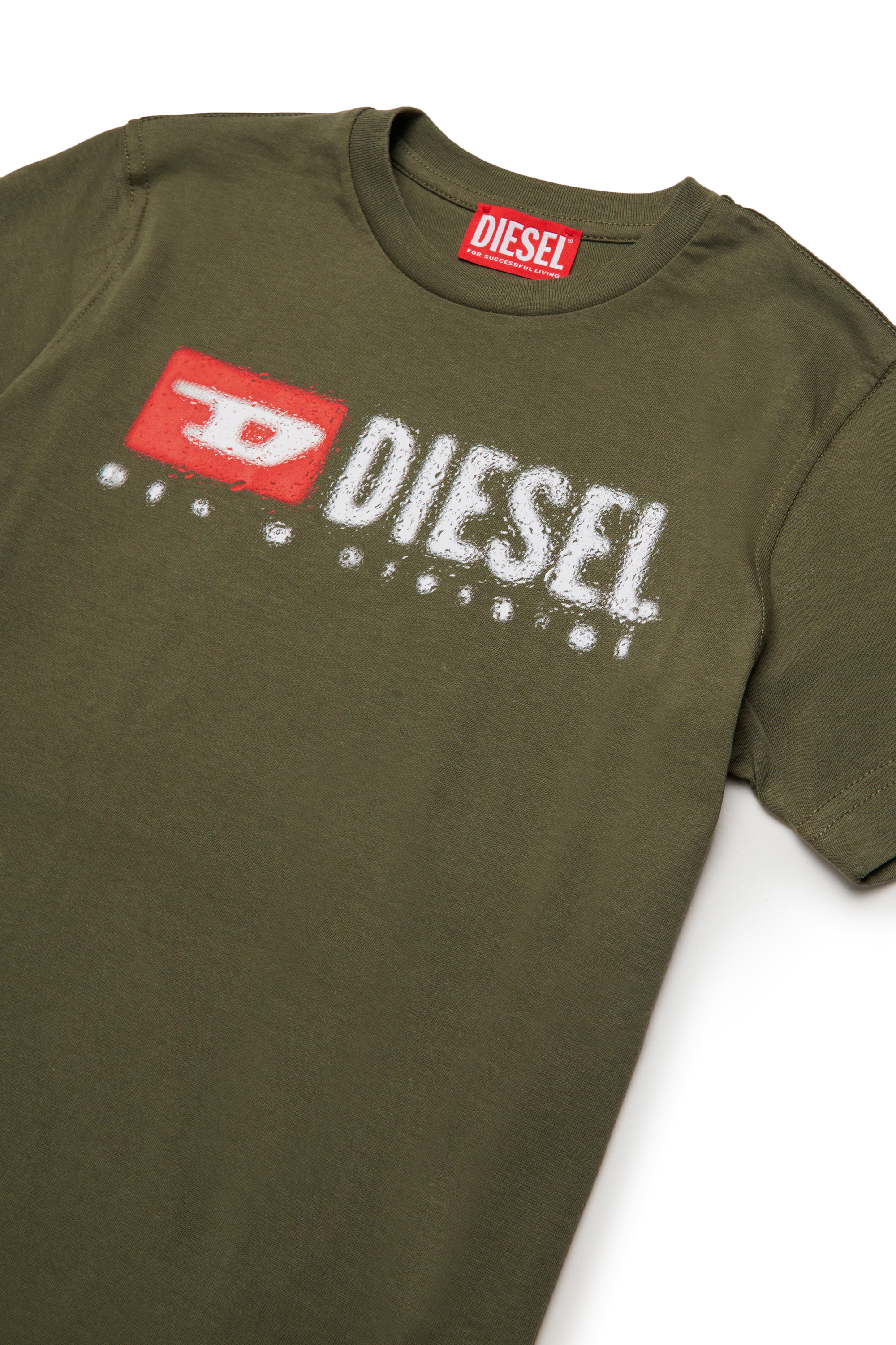 Diesel - TADJUSTK14, Camiseta de algodón con logo estampado Hombre in Verde - 3