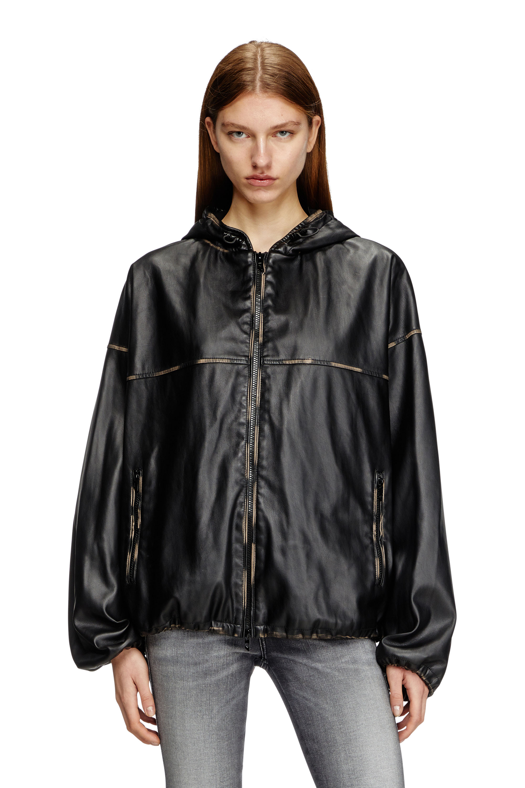 Diesel - J-ANTIL, Chaqueta con capucha desgastada Unisex in Negro - 6