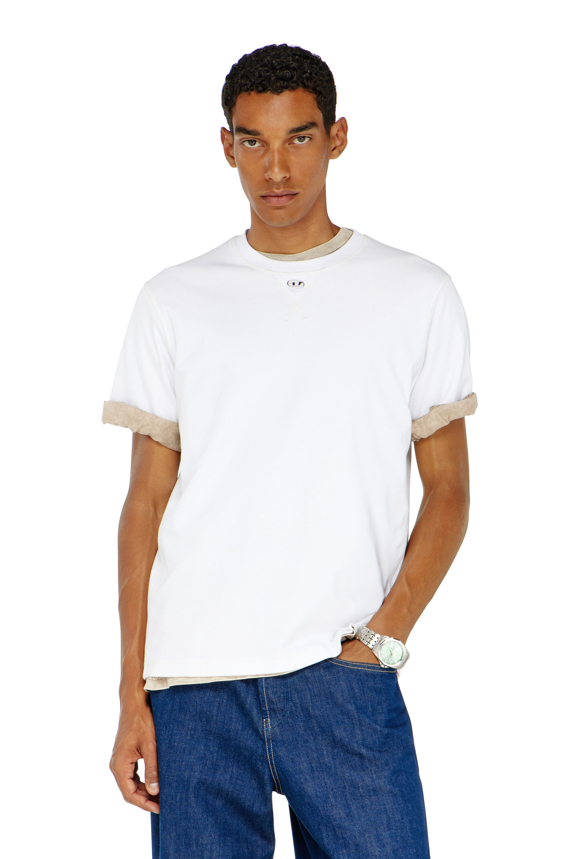 Diesel - T-MADJUST-TR, Camiseta regular con cuello redondo y Oval D Hombre in Blanco - 1