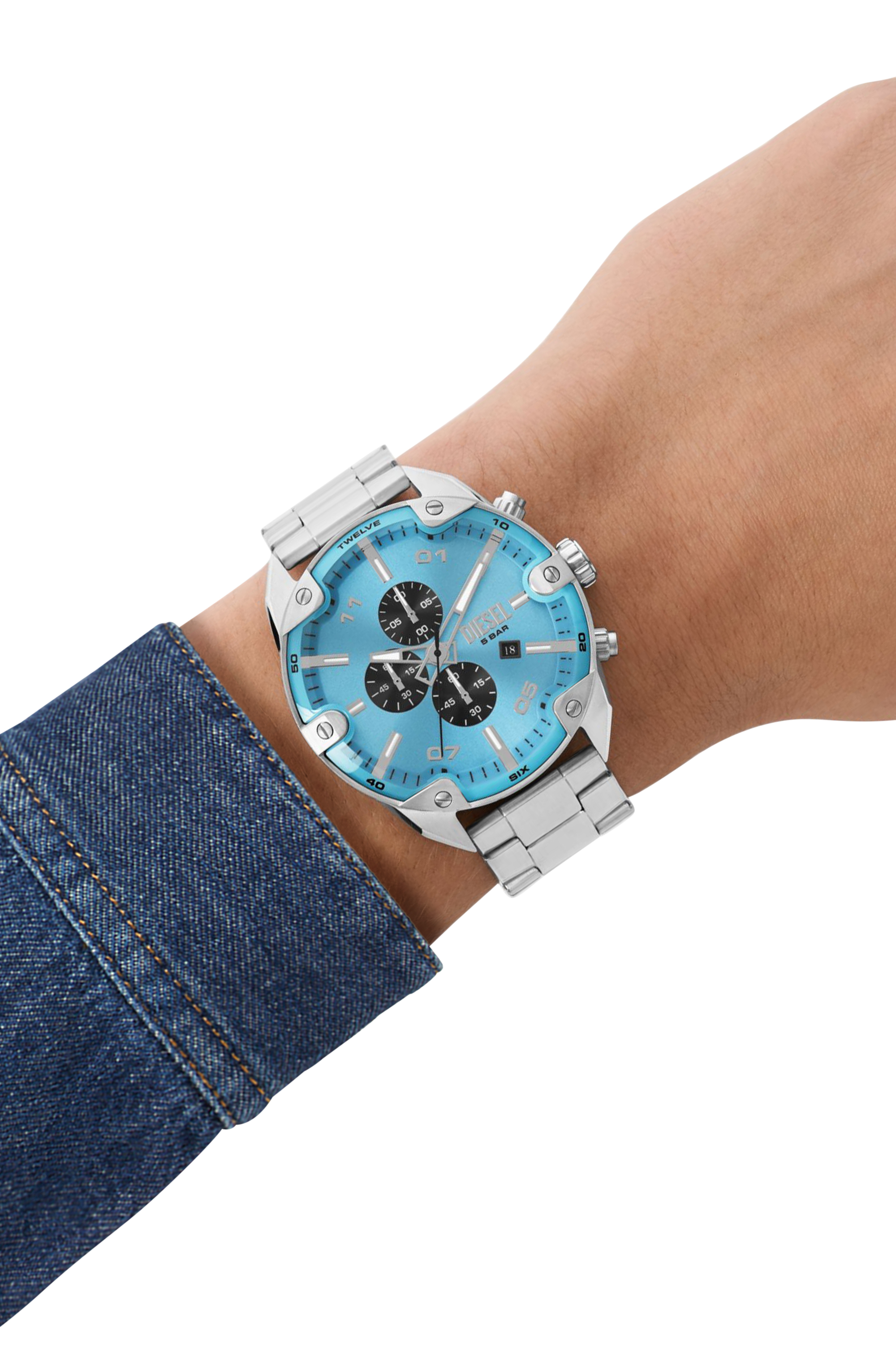 Diesel - DZ4655, Reloj Spiked de acero inoxidable Hombre in Plateado - 4