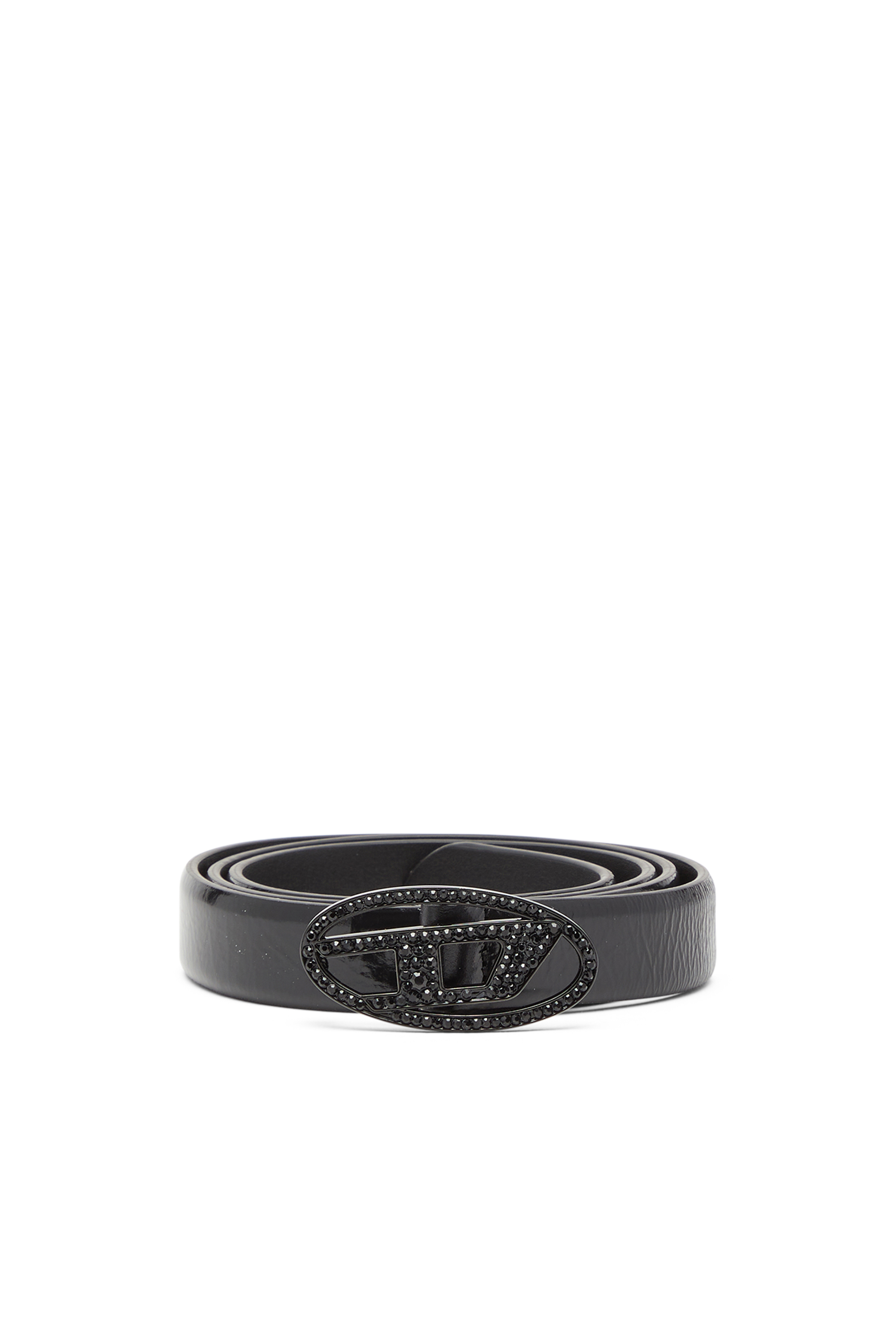 Diesel - B-1DR STRASS 20, Cinturón de cuero de 2 cm con hebilla de cristal Mujer in Negro - 1