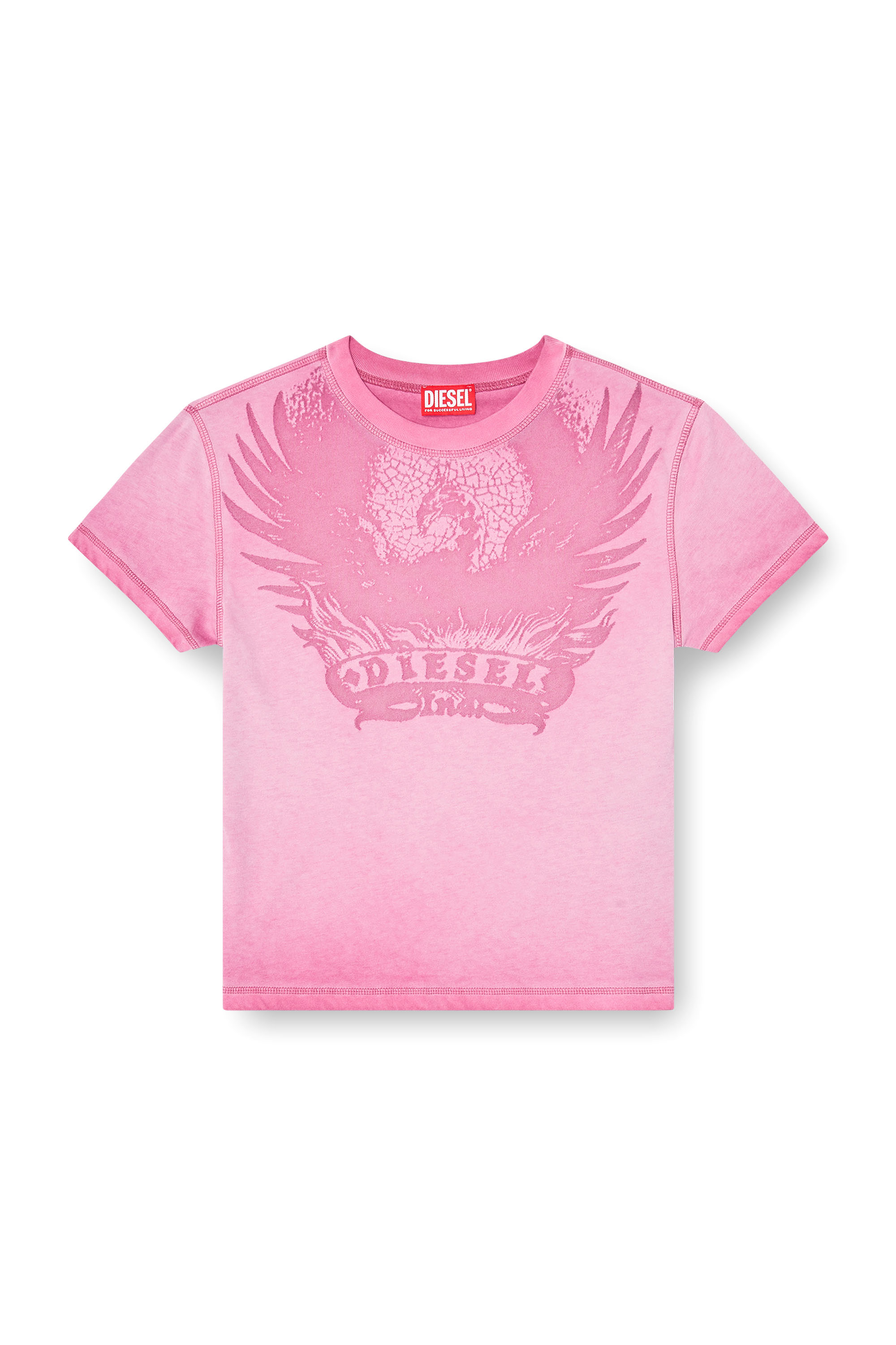 Diesel - T-ILA-AA7, Camiseta slim con d&eacute;vor&eacute; Phoenix Mujer in Rosa - 3