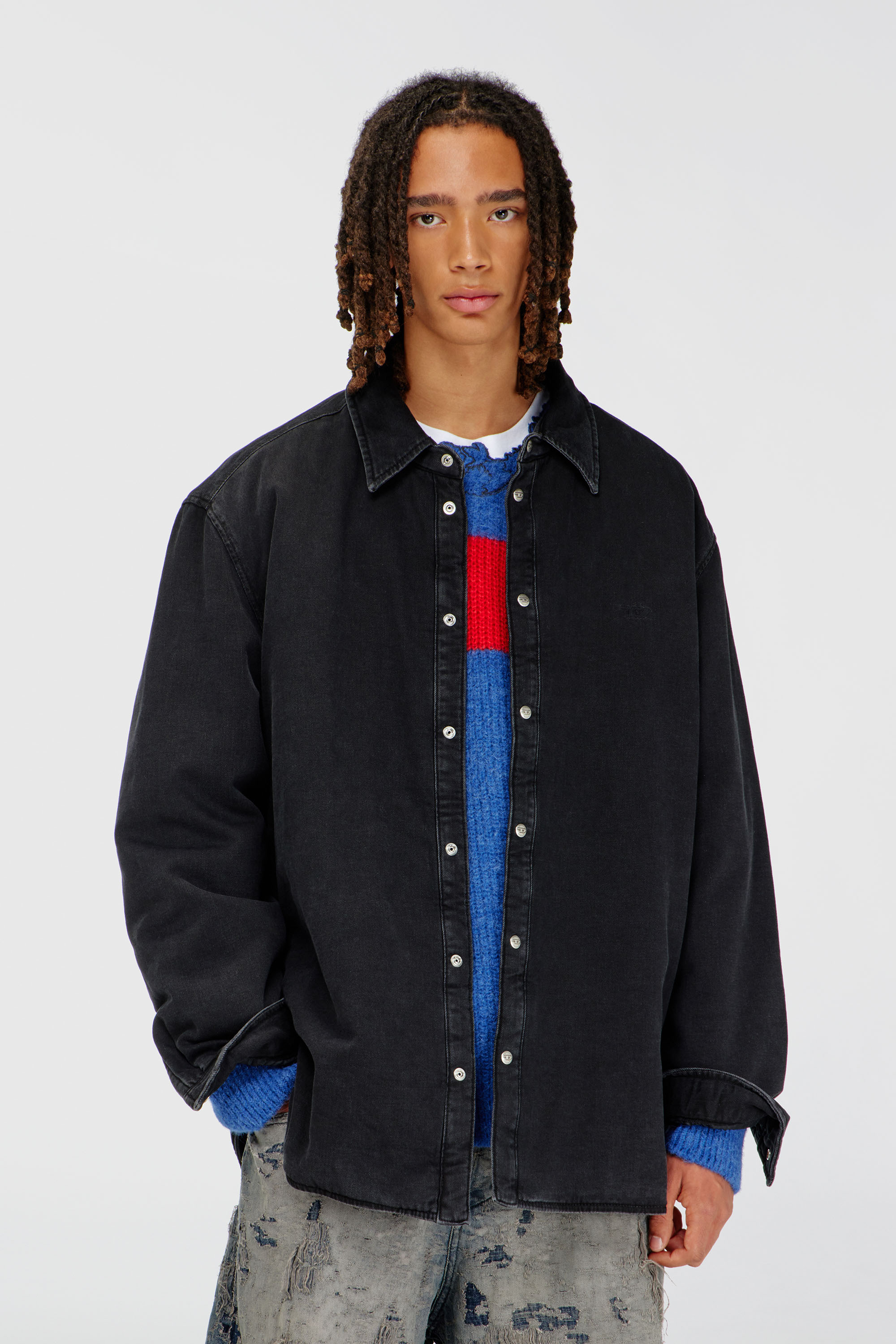Diesel - D-FLAIM-D, Sobrecamisa vaquera acolchada Hombre in Negro - 3