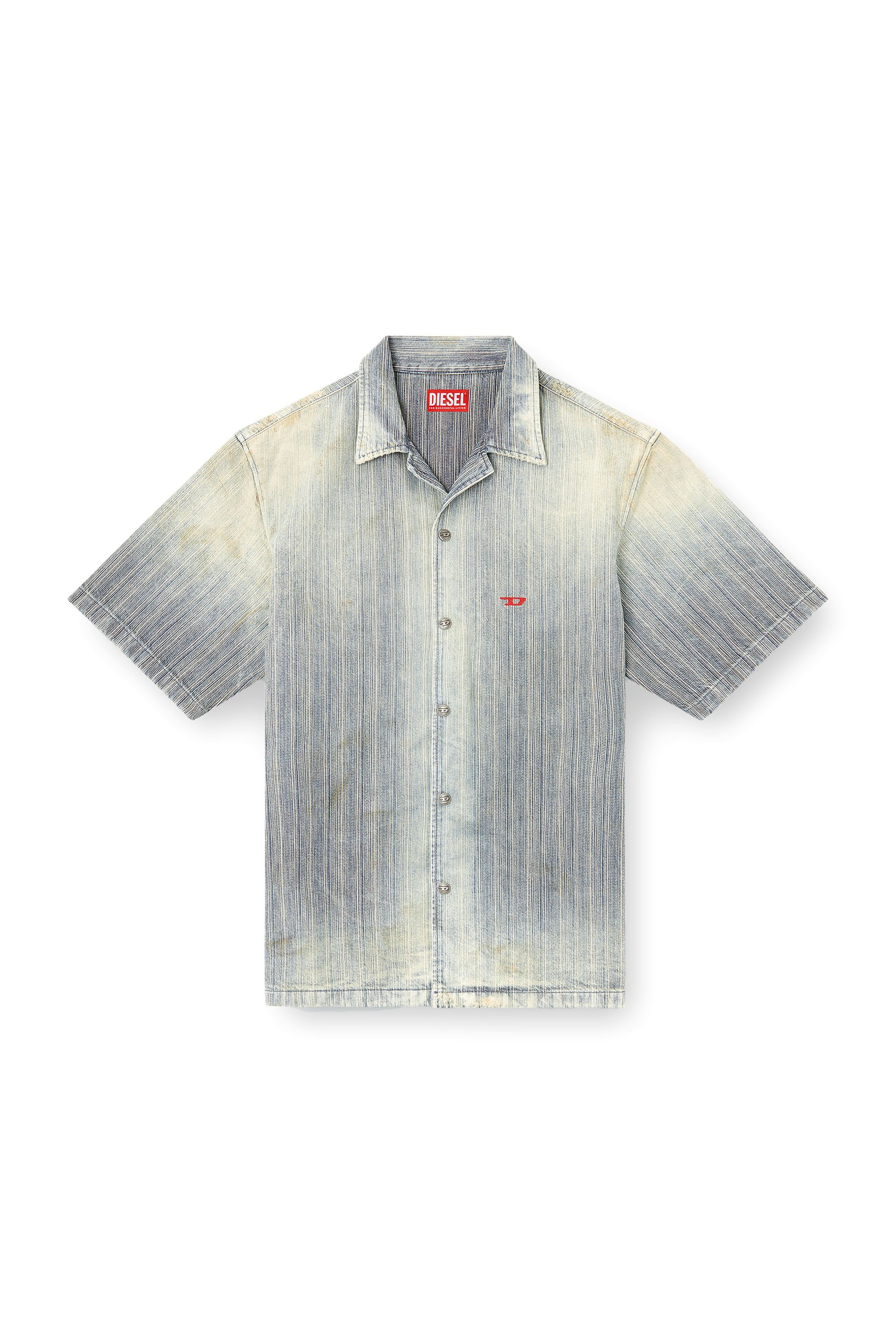 Diesel - D-NABIL-D, Camisa de bolos en denim de rayas índigo Hombre in Azul marino - 3