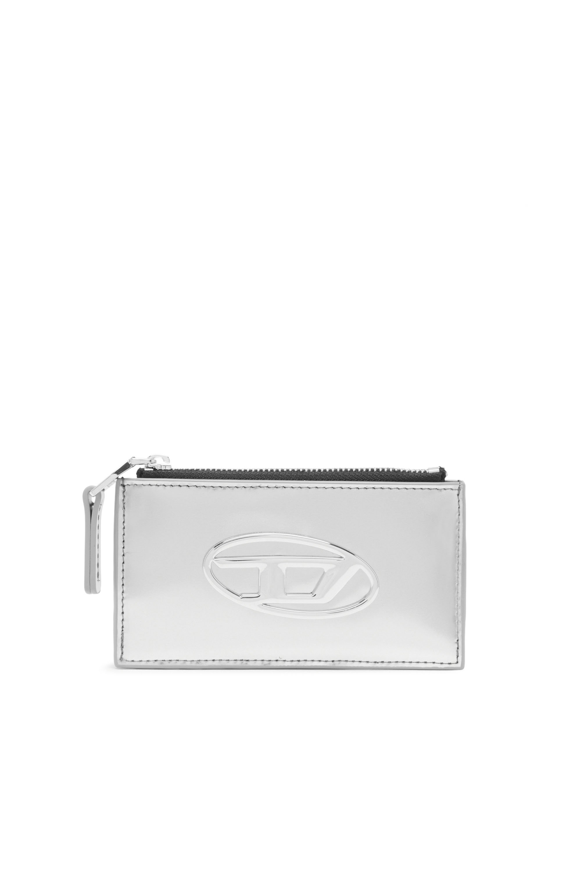 Diesel - CARD HOLDER COIN S, Tarjetero de piel metalizada Mujer in Plateado - 1