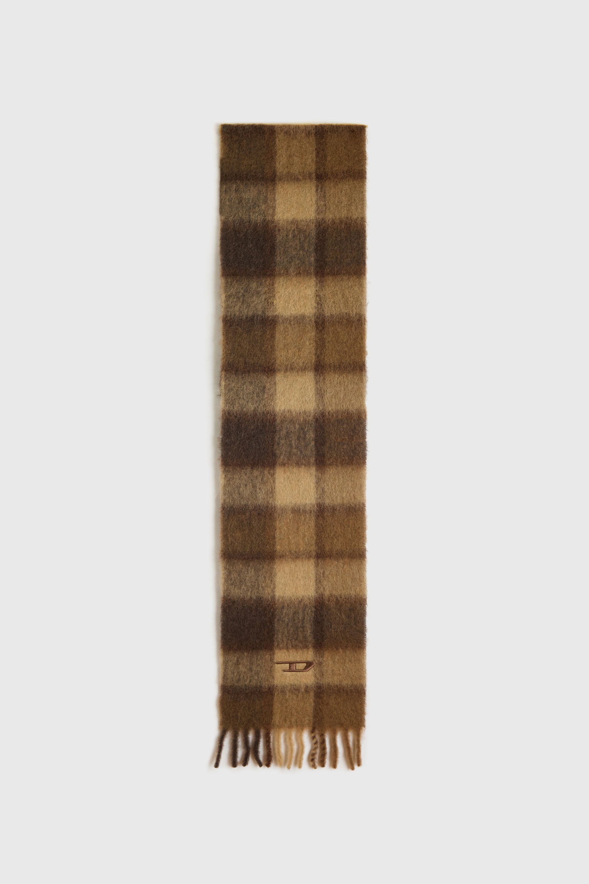 Diesel - S-IPON, Bufanda de cuadros en mezcla de alpaca y mohair Unisex in Marr&oacute;n - 2