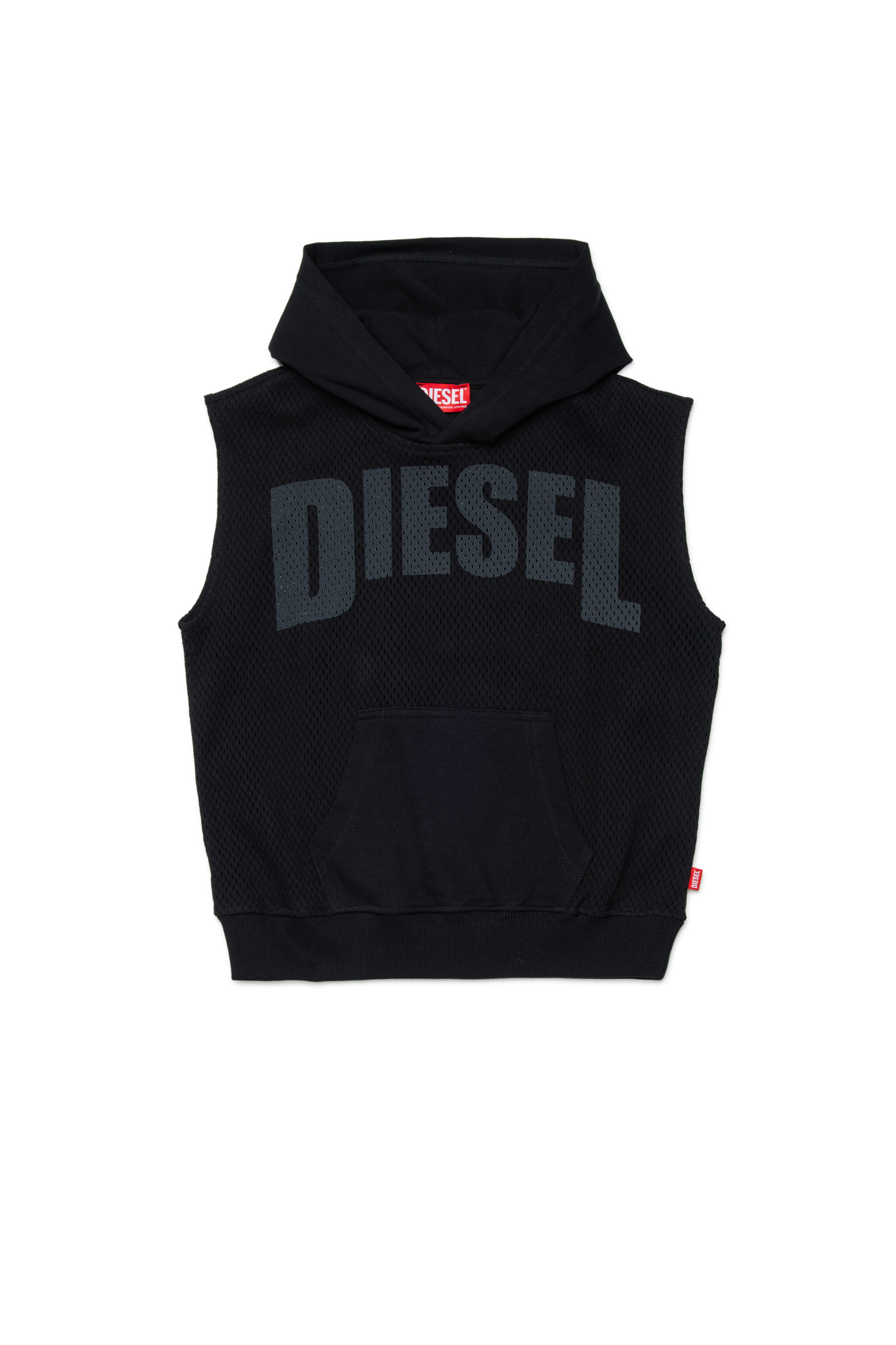 Diesel - SMESH OVER, Sudadera sin mangas de malla de algod&oacute;n Hombre in Negro - 1