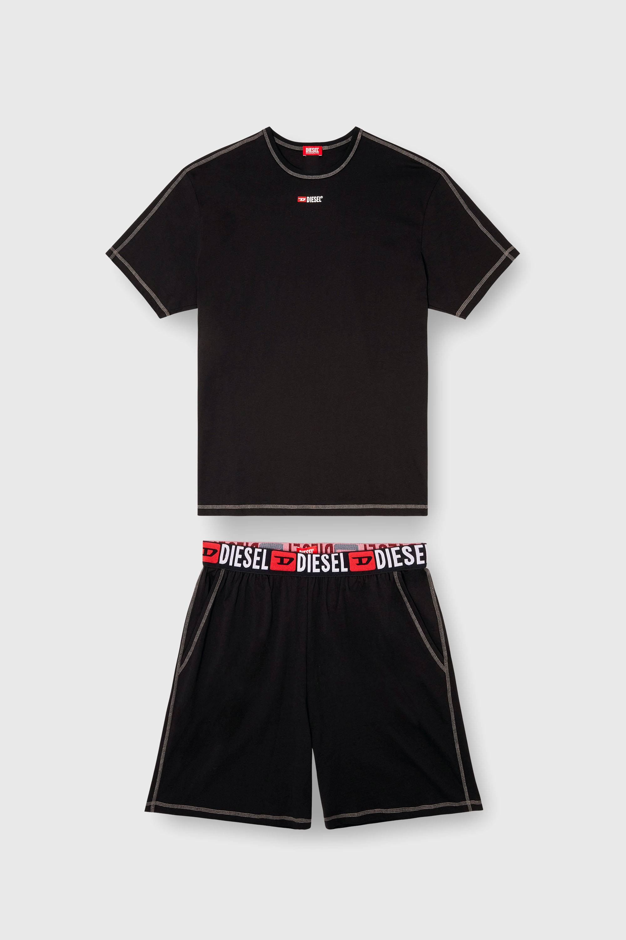 Diesel - SET-ADAM-D-CORE, Pijama corto de punto de algod&oacute;n Hombre in Negro - 2