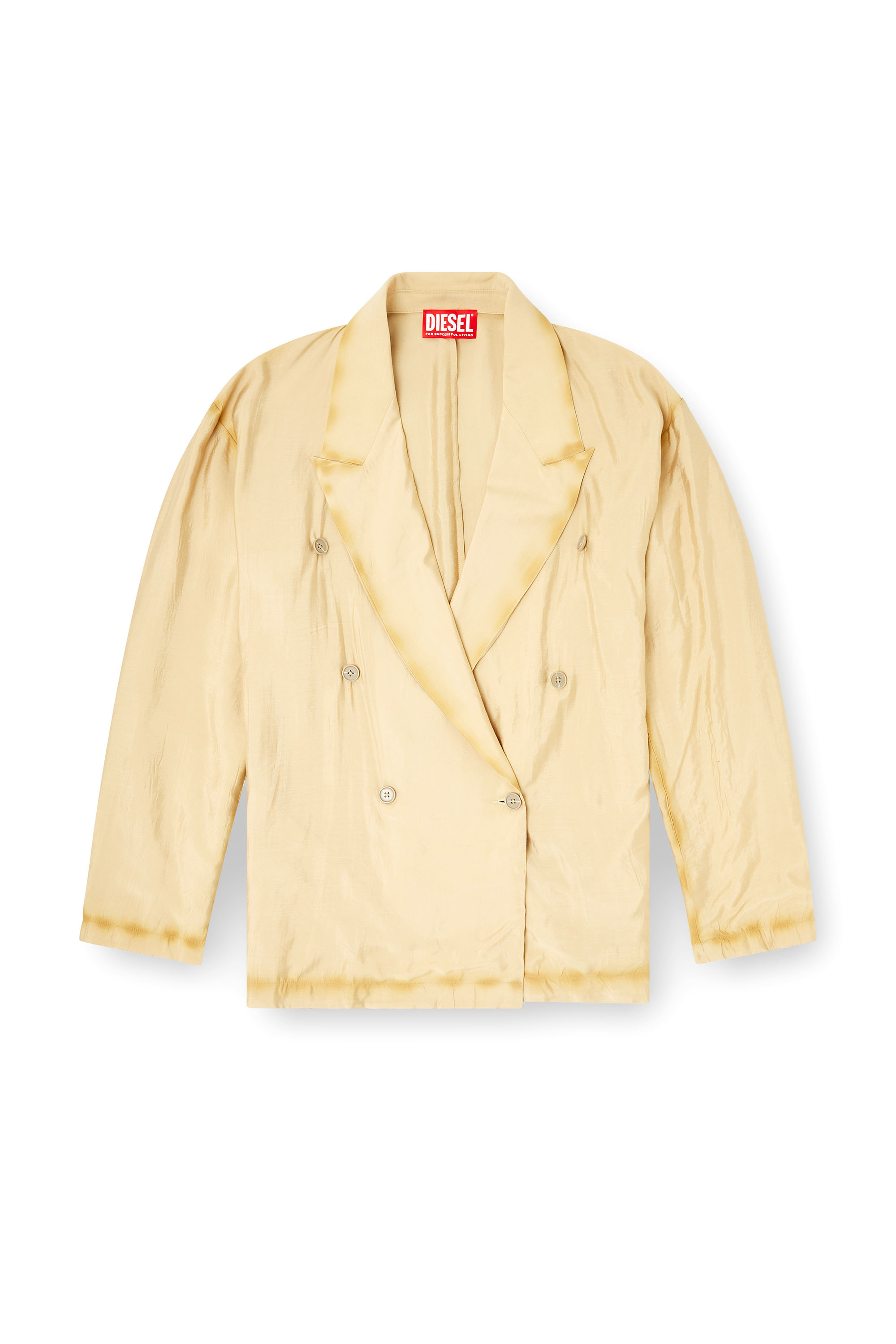 Diesel - J-KEYSERY, Blazer de doble botonadura en tejido arrugado Hombre in Beige - 3