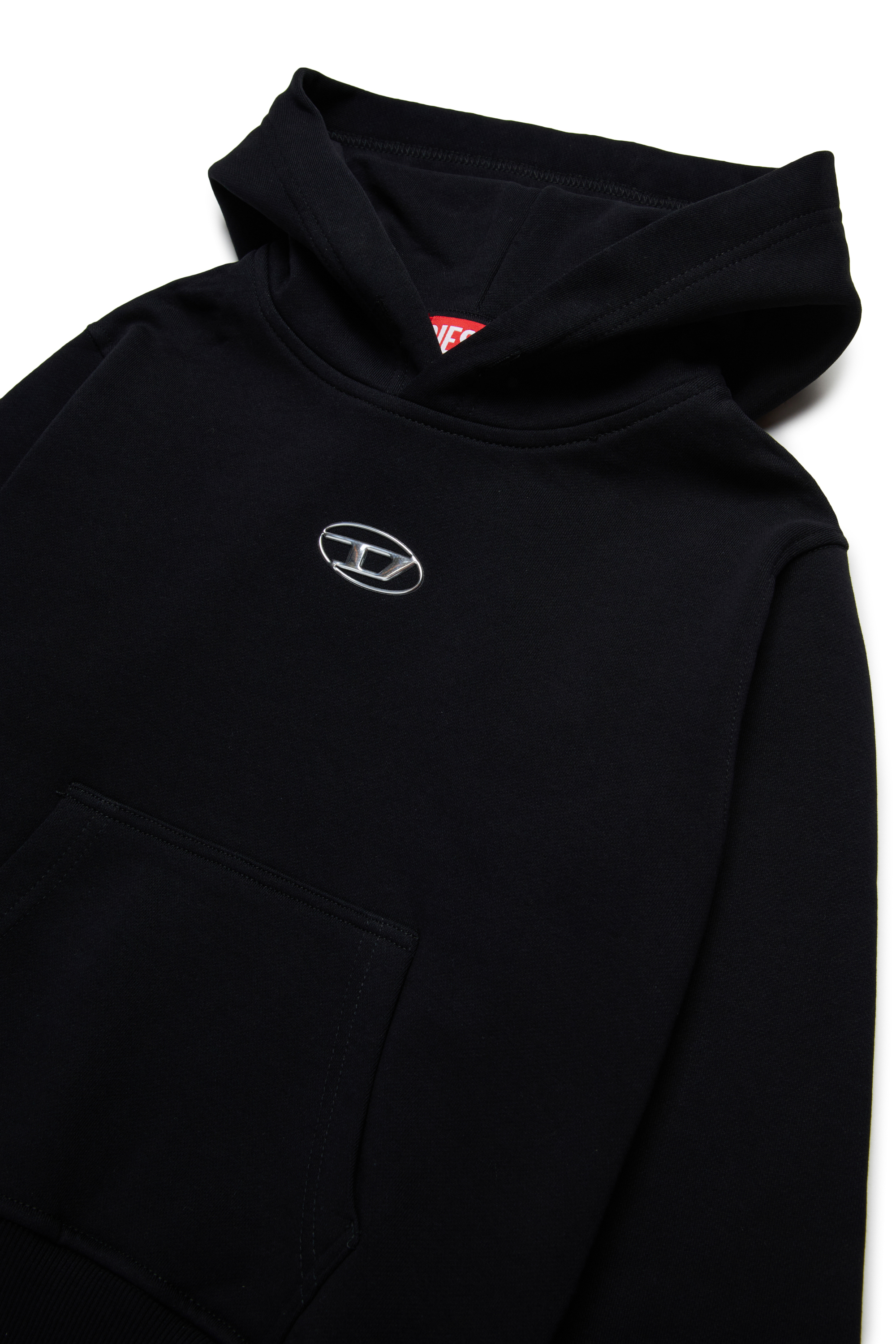 Diesel - SMACSHOODOD OVER, Sudadera con capucha y logotipo Oval D de aspecto metálico Hombre in Negro - 3