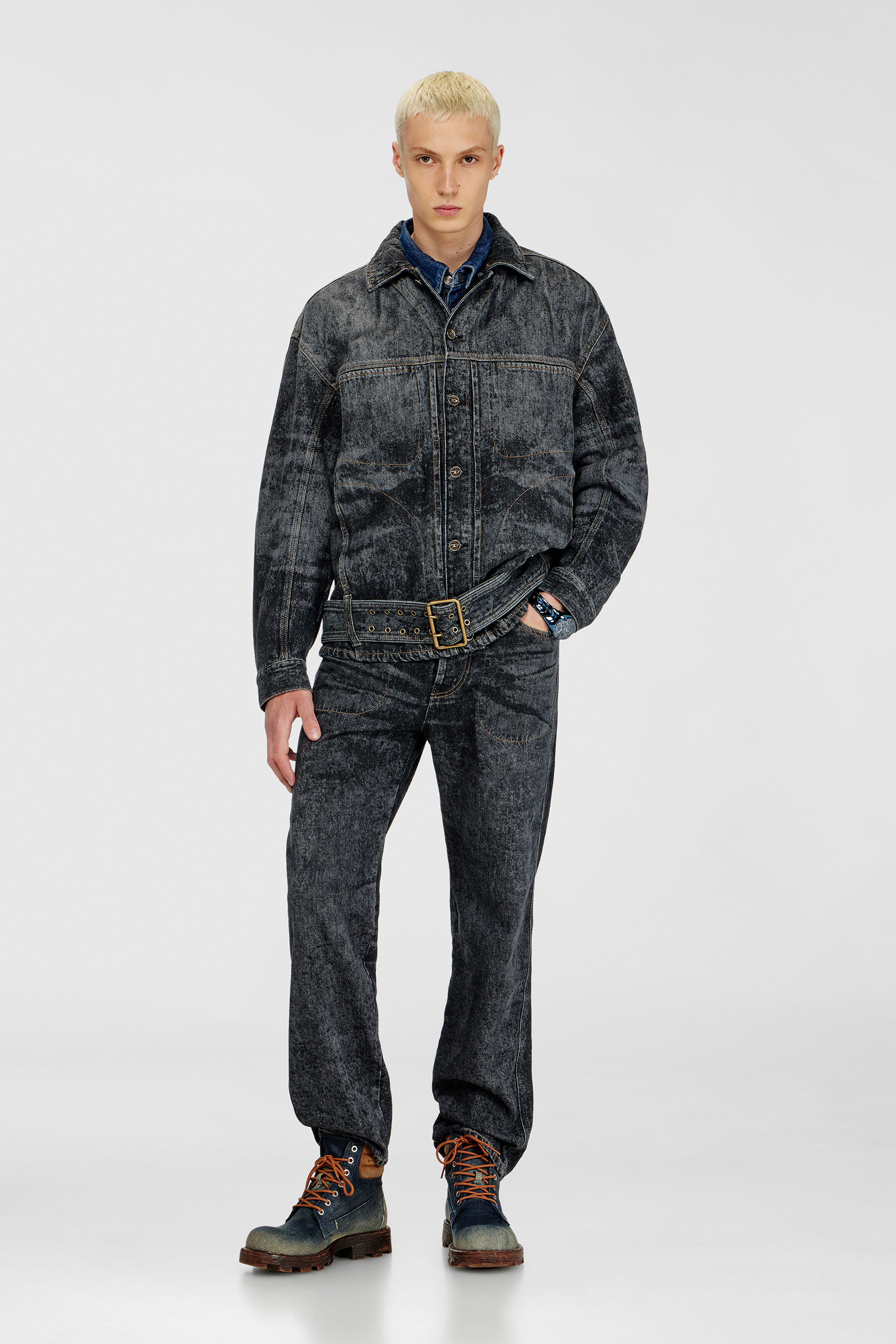 Diesel - D-VALERO-S, Chaqueta vaquera inspirada en el biker Hombre in Gris - 2