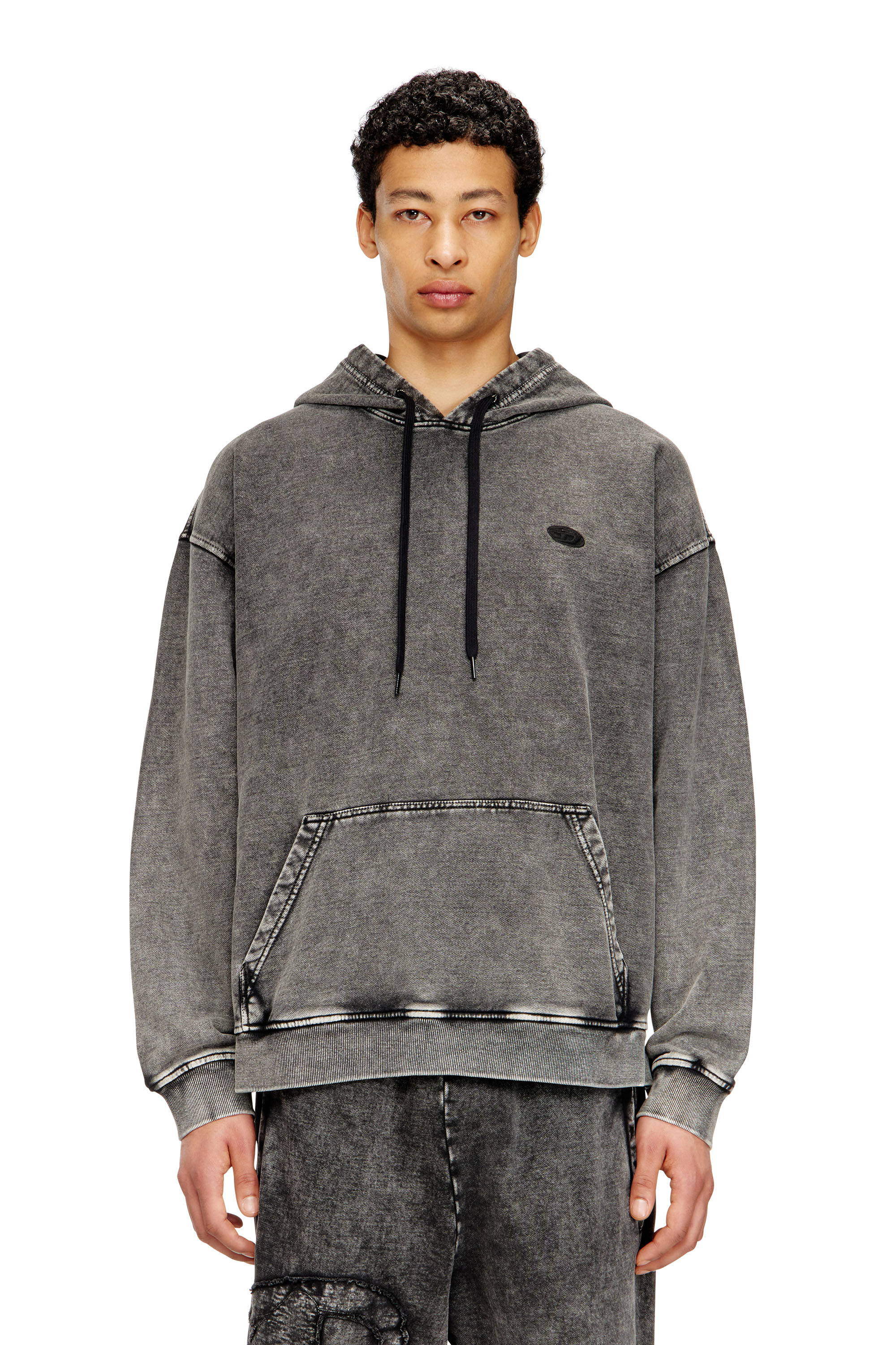 Diesel - S-BOXT-HOOD-DEN, Sudadera con parche trasero de corte bruto Hombre in Gris - 1
