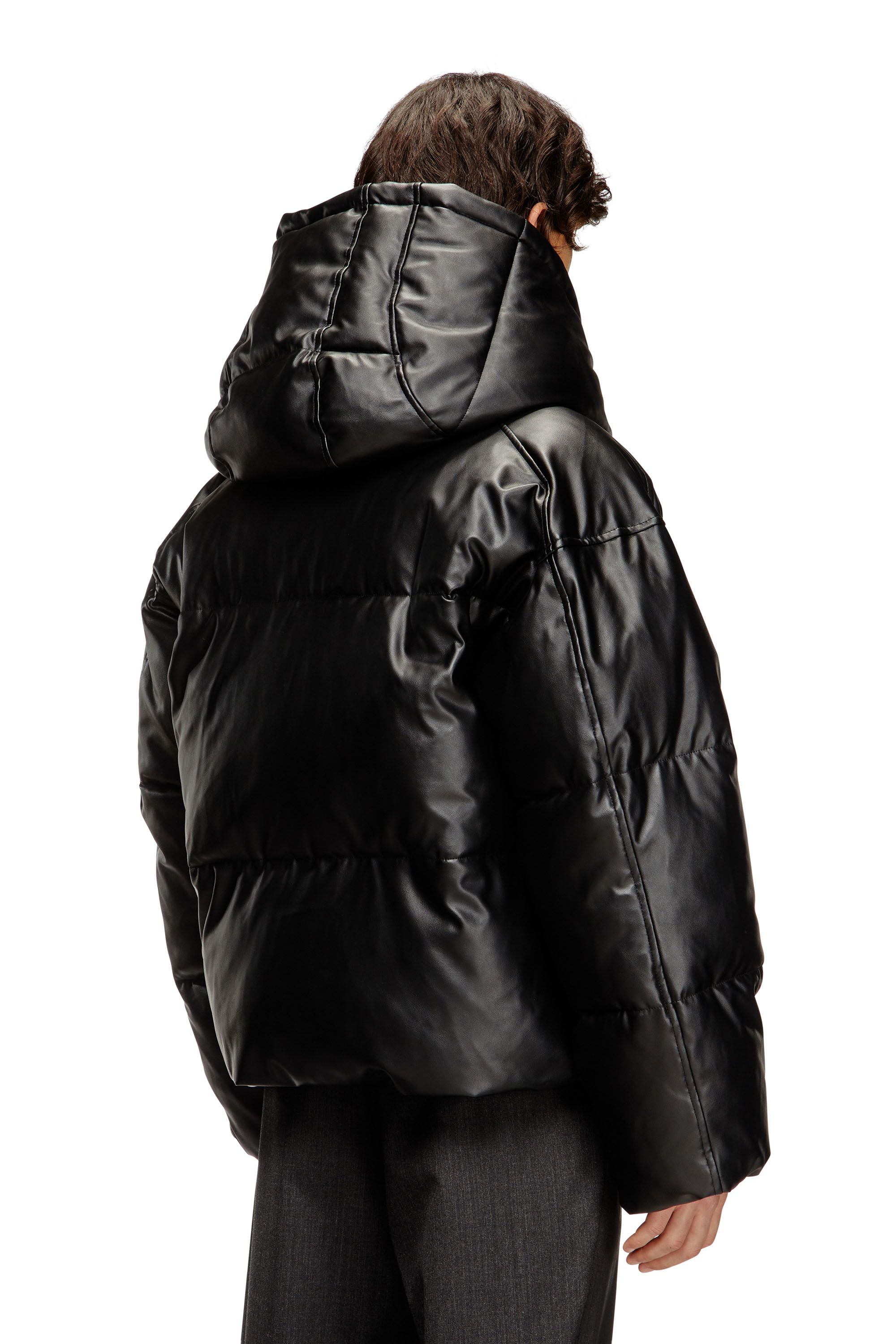 Diesel - W-MYLEY, Chaqueta acolchada con capucha en tejido recubierto Hombre in Negro - 4
