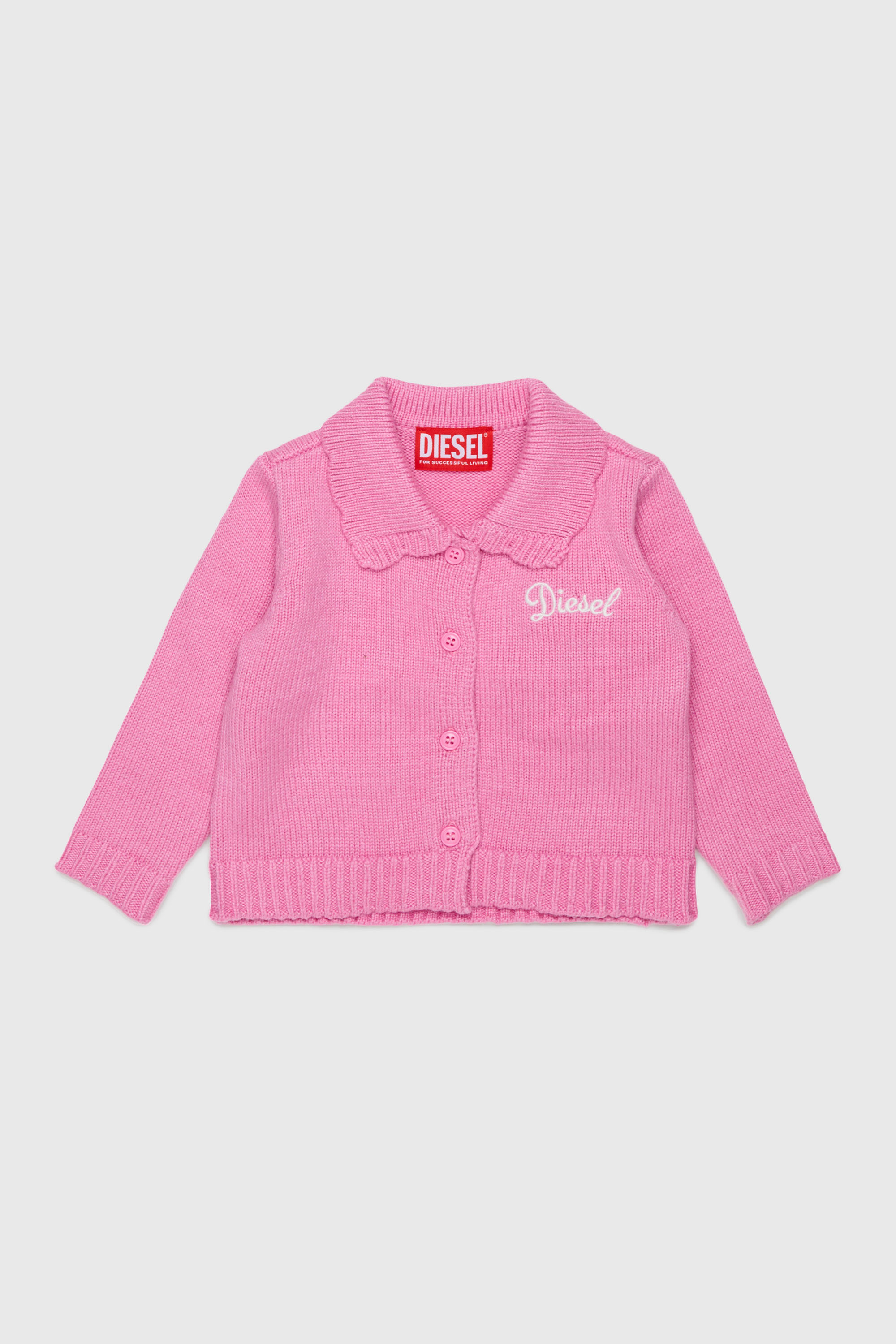 Diesel - KSCALOB, C&aacute;rdigan enriquecido con cashmere y cuello festoneado Mujer in Rosa - 1