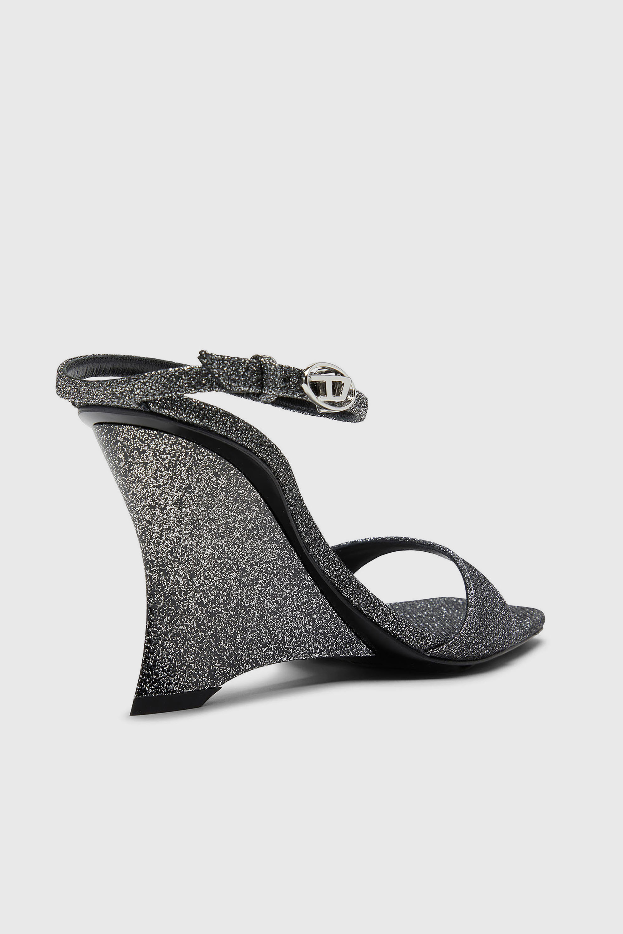 Diesel - D-AMBER SANDAL WEDGE, D-Amber-Sandalias de cu&ntilde;a en tejido Lurex Mujer in Plateado - 6