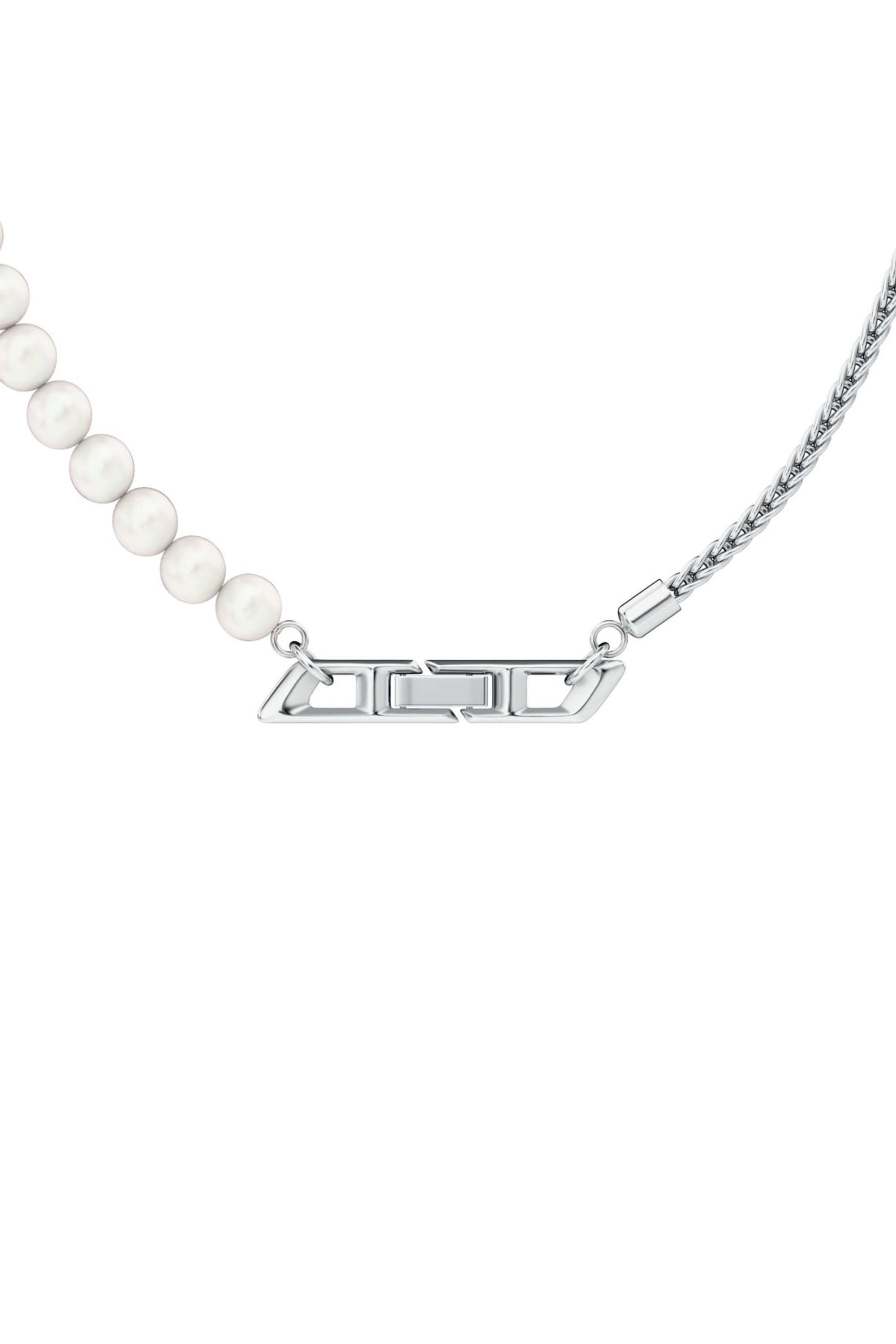Diesel - DL1369040 STERLING SILVER JEWEL, Collar de cadena de plata de ley y perlas Unisex in Plateado - 2