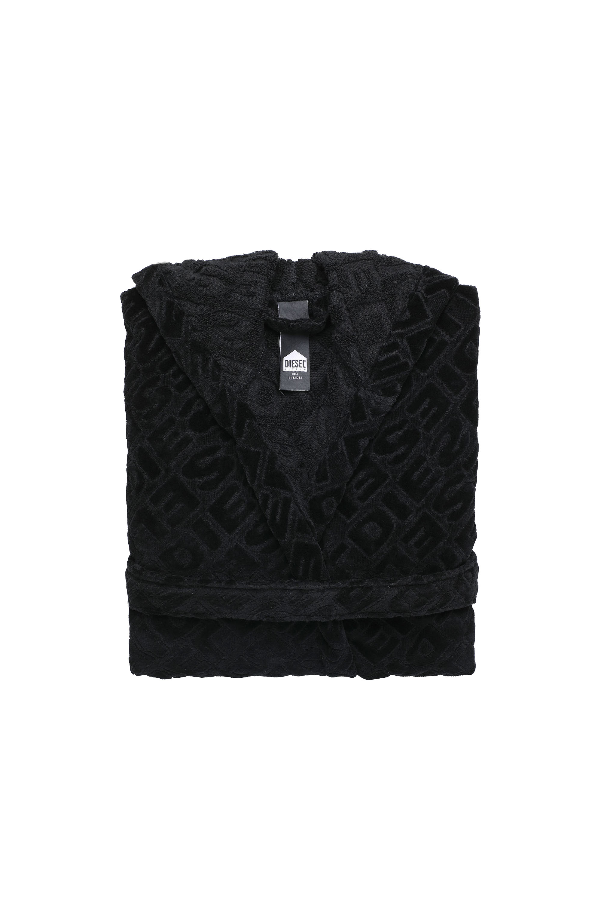 Diesel - ACC  3DLOGO     CAP S/M, Bata de ba&ntilde;o con capucha 3D LOGO, S/M Unisex in Negro - 1
