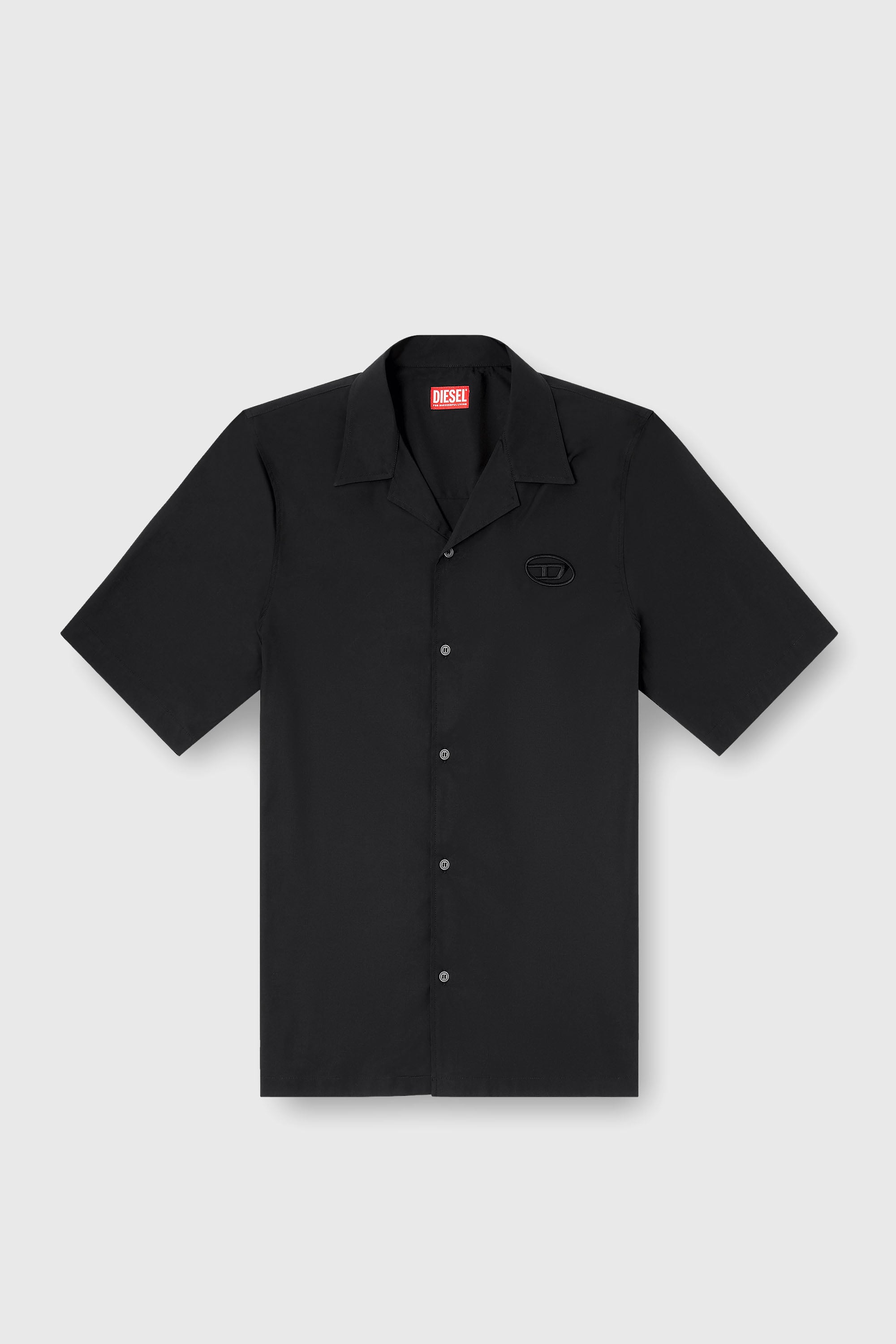 Diesel - S-MAC-GSBH, Camisa de popelina el&aacute;stica con bordado Oval D Hombre in Negro - 2