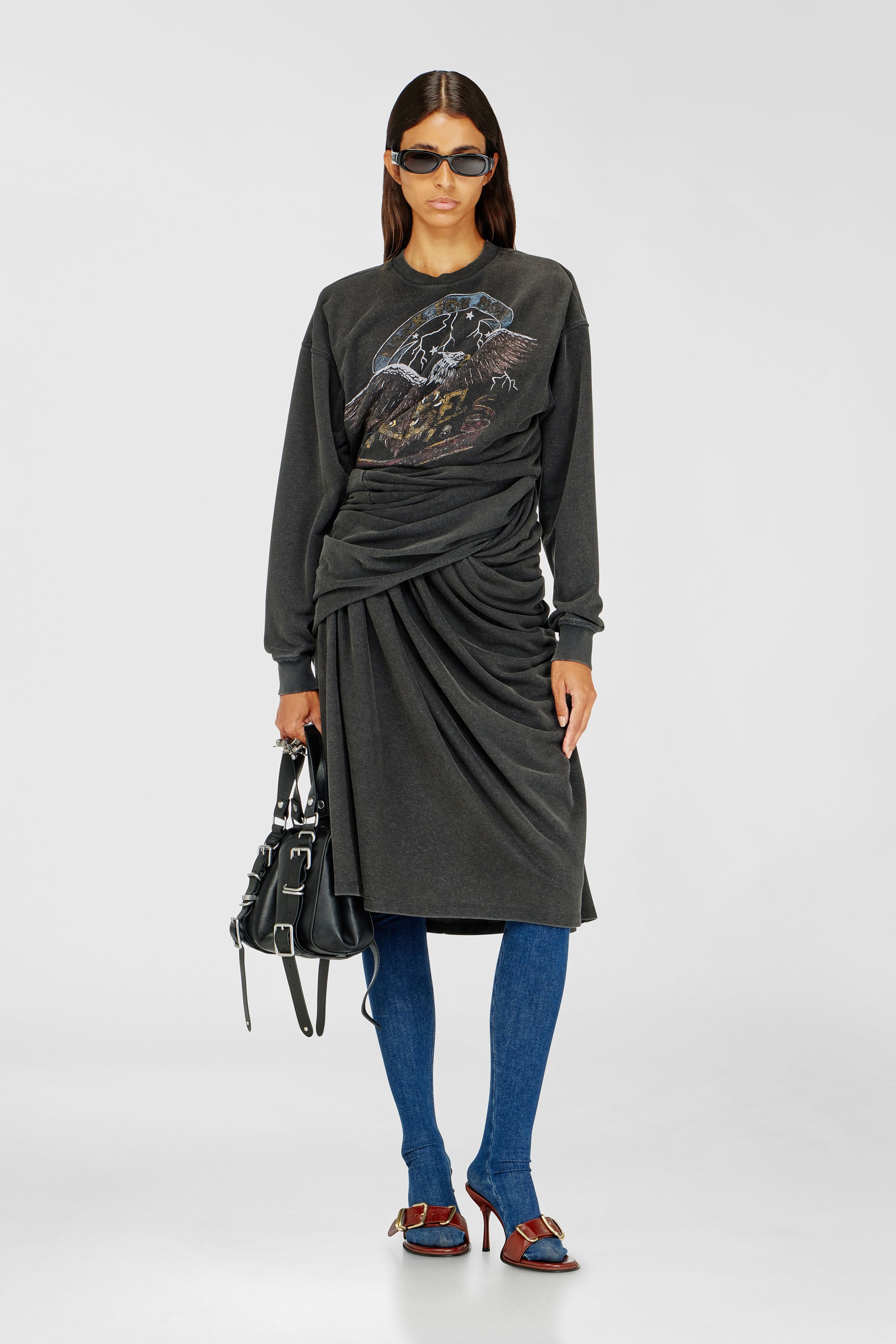Diesel - D-NENCY, Vestido sudadera con gr&aacute;ficos de concierto Mujer in ToBeDefined - 1