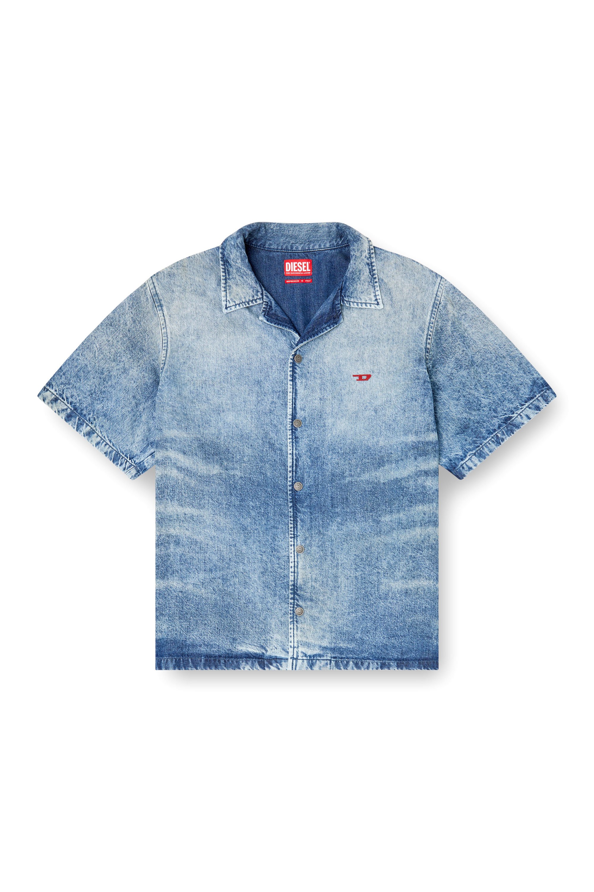 Diesel - D-NABIL-FSG, Camisa de bolos en denim desgastado Hombre in Azul marino - 3