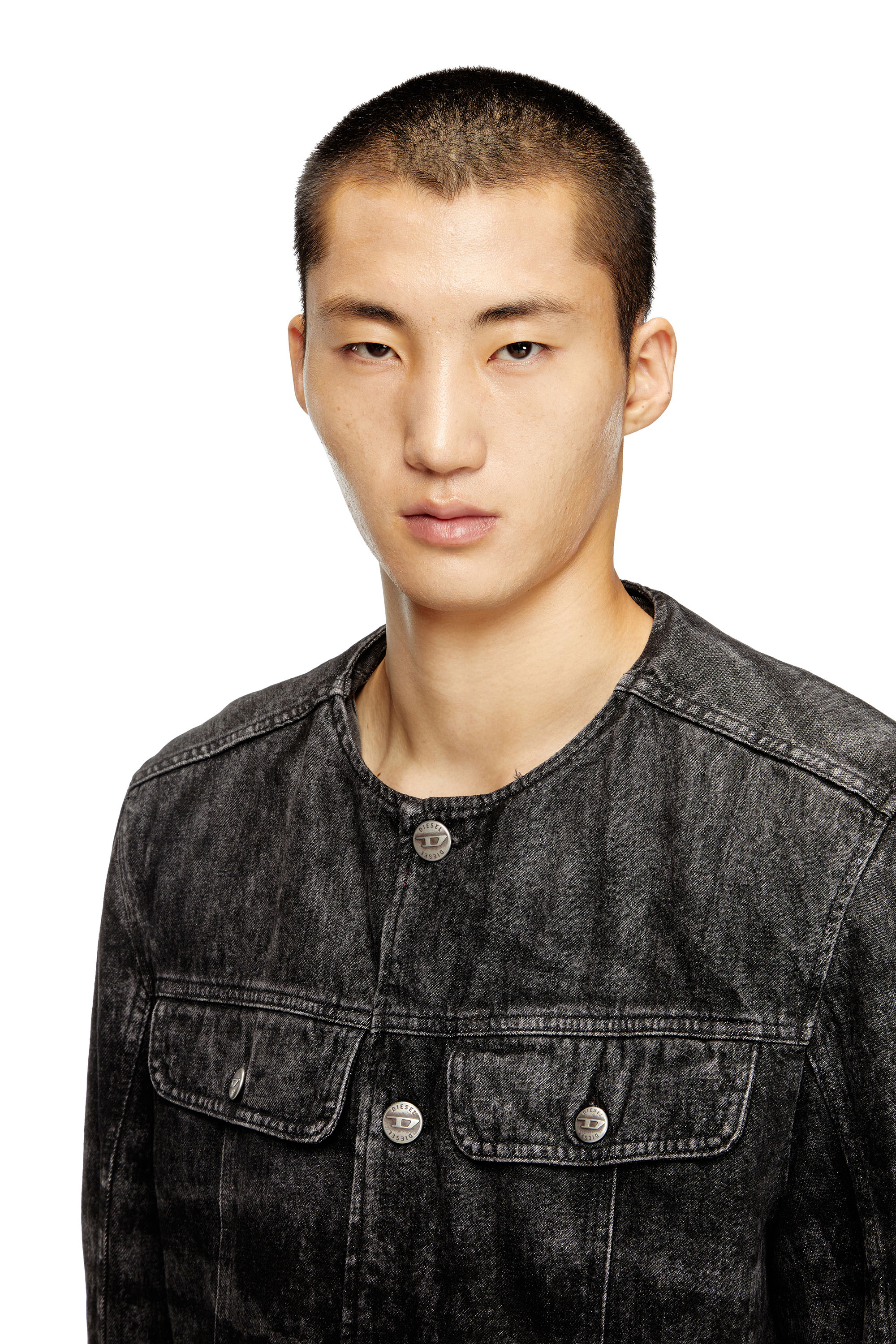 Diesel - D-ABERDEEN-FSH2, Chaqueta de denim de algodón y cáñamo grabado con láser Hombre in Negro - 5