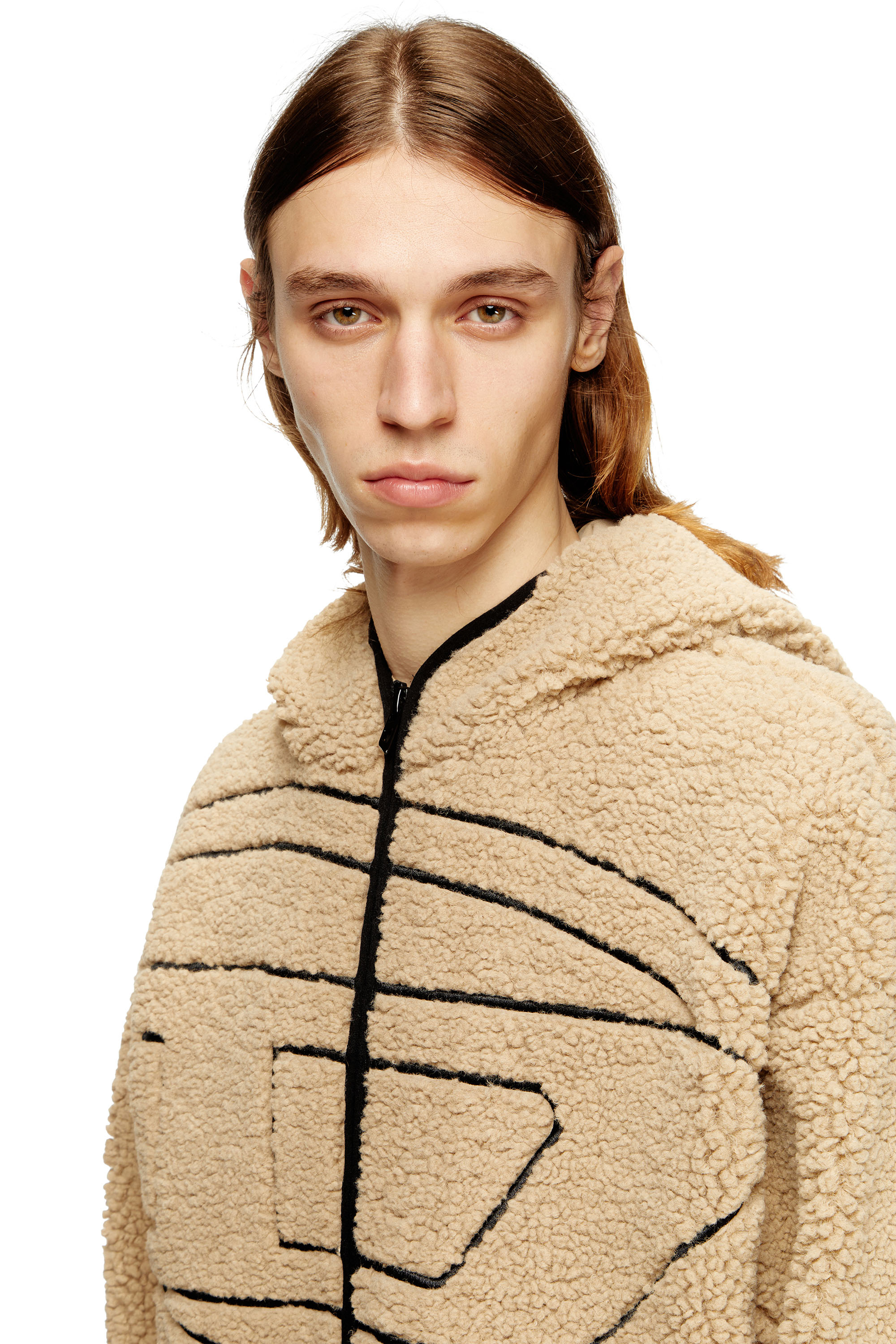 Diesel - S-ZAT, Sudadera de peluche con capucha Hombre in Beige - 5