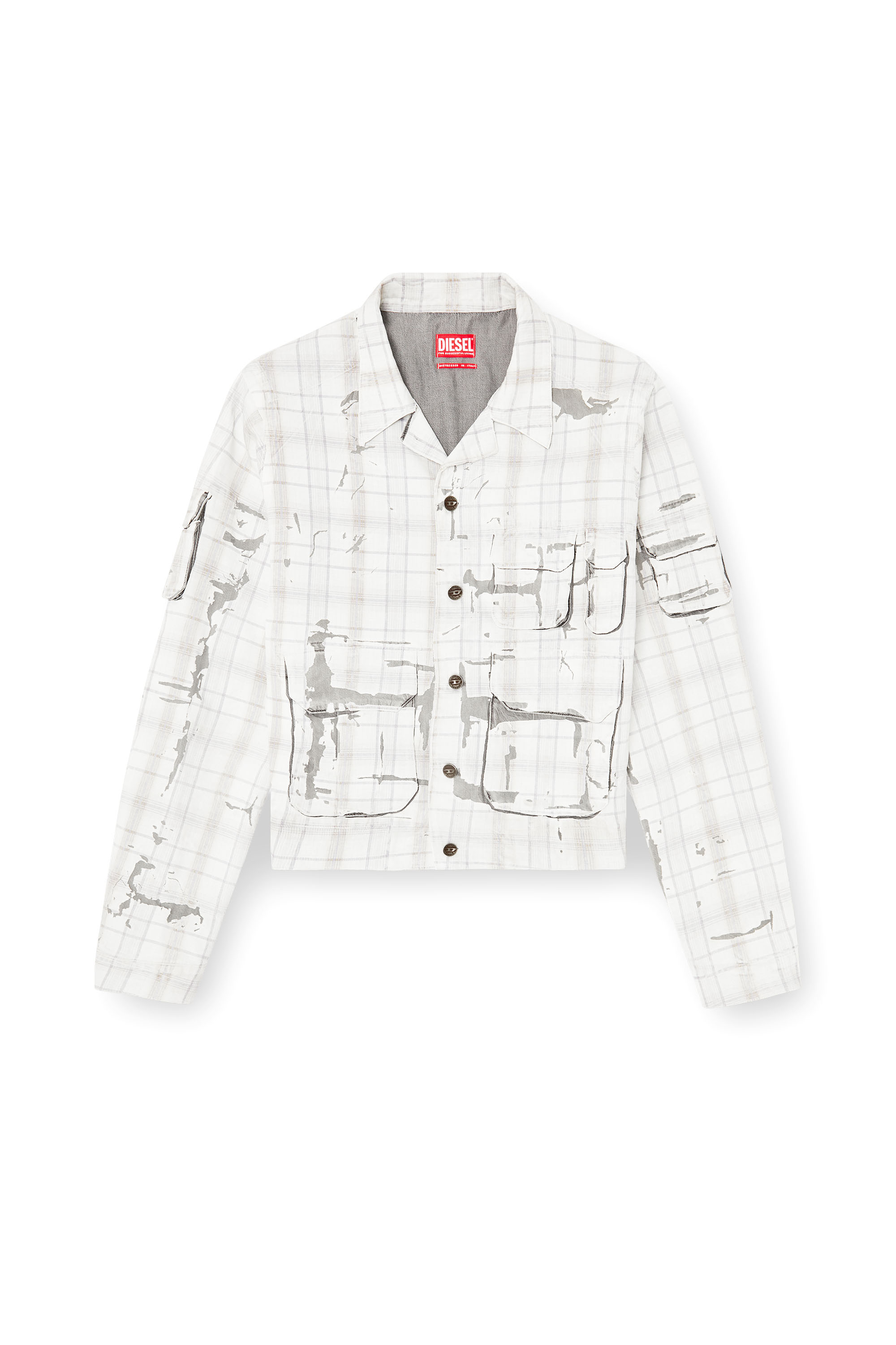 Diesel - D-VALEN-FSI1, Chaqueta vaquera con efecto pelable Hombre in Gris - 2