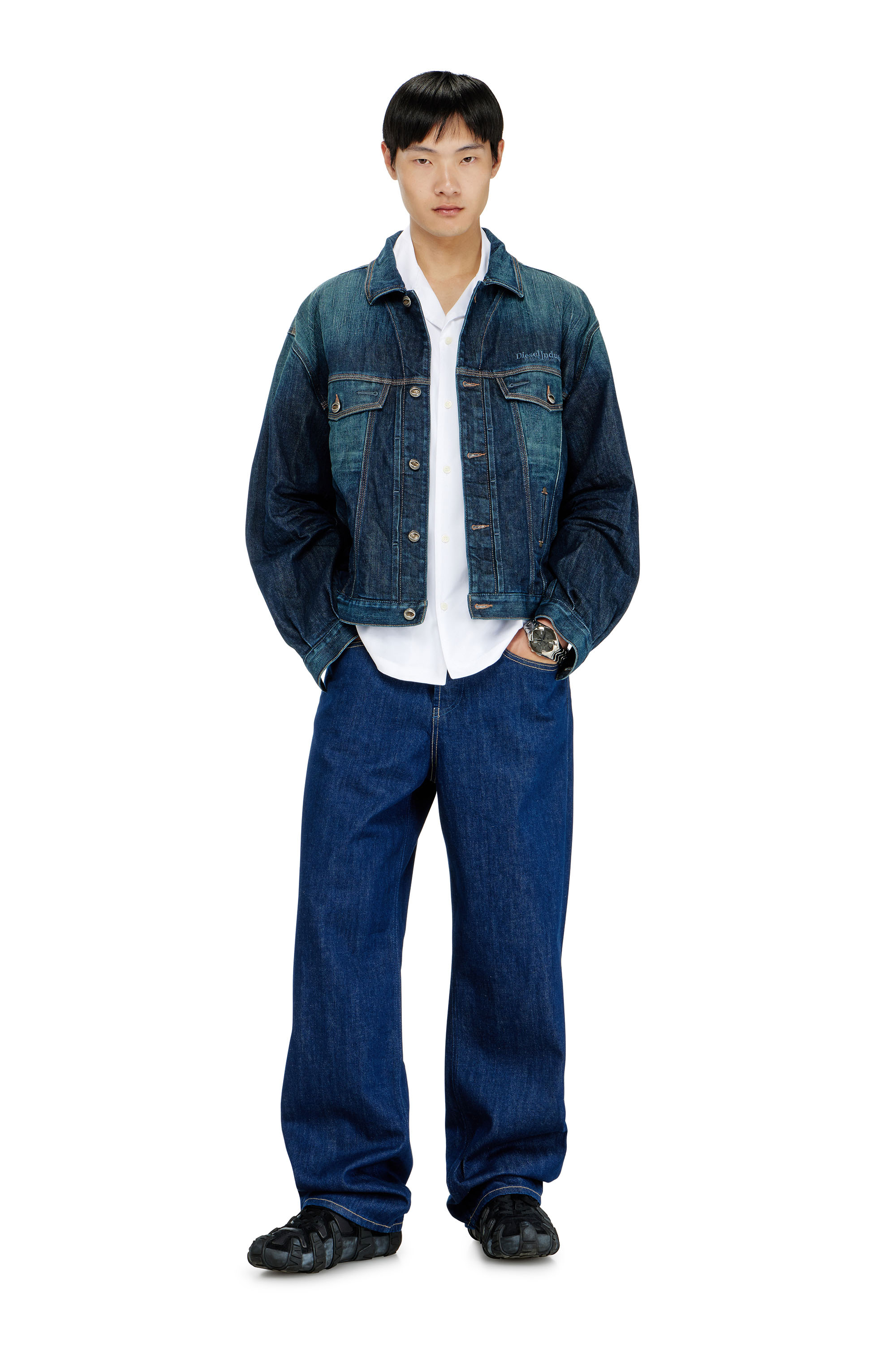 Diesel - S-MAC-GSBH, Camisa de popelina el&aacute;stica con bordado Oval D Hombre in Blanco - 1