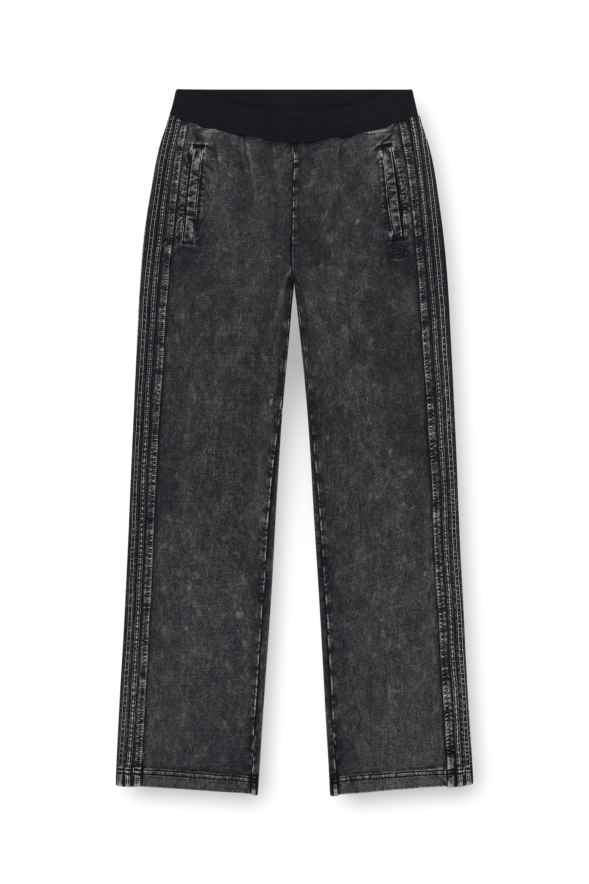 Diesel - P-ALT, Pantalones de ch&aacute;ndal estilo denim con bandas laterales Hombre in Negro - 3
