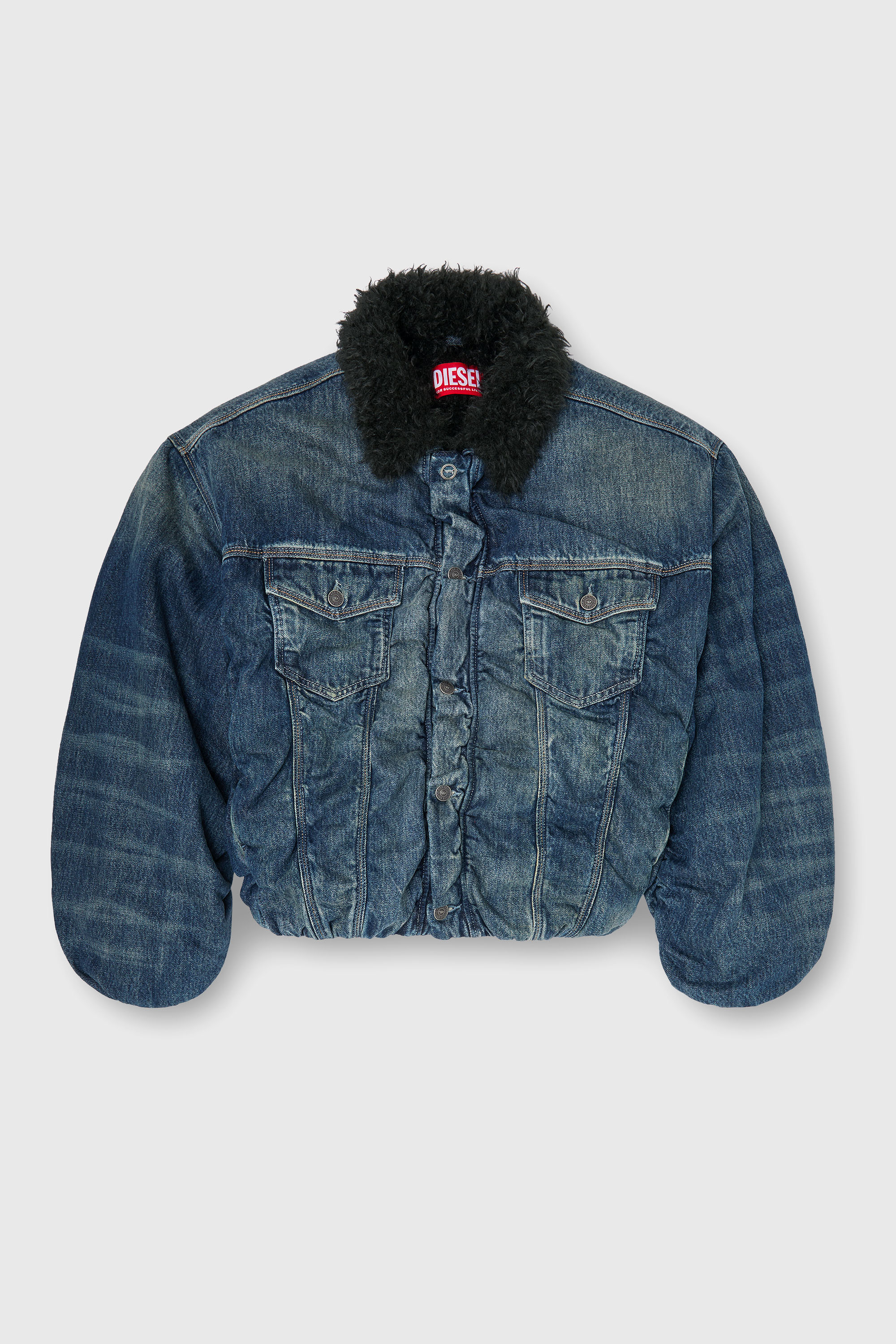 Diesel - D-CURLY-FSJ1, Chaqueta vaquera con forro de peluche Unisex in Azul marino - 2
