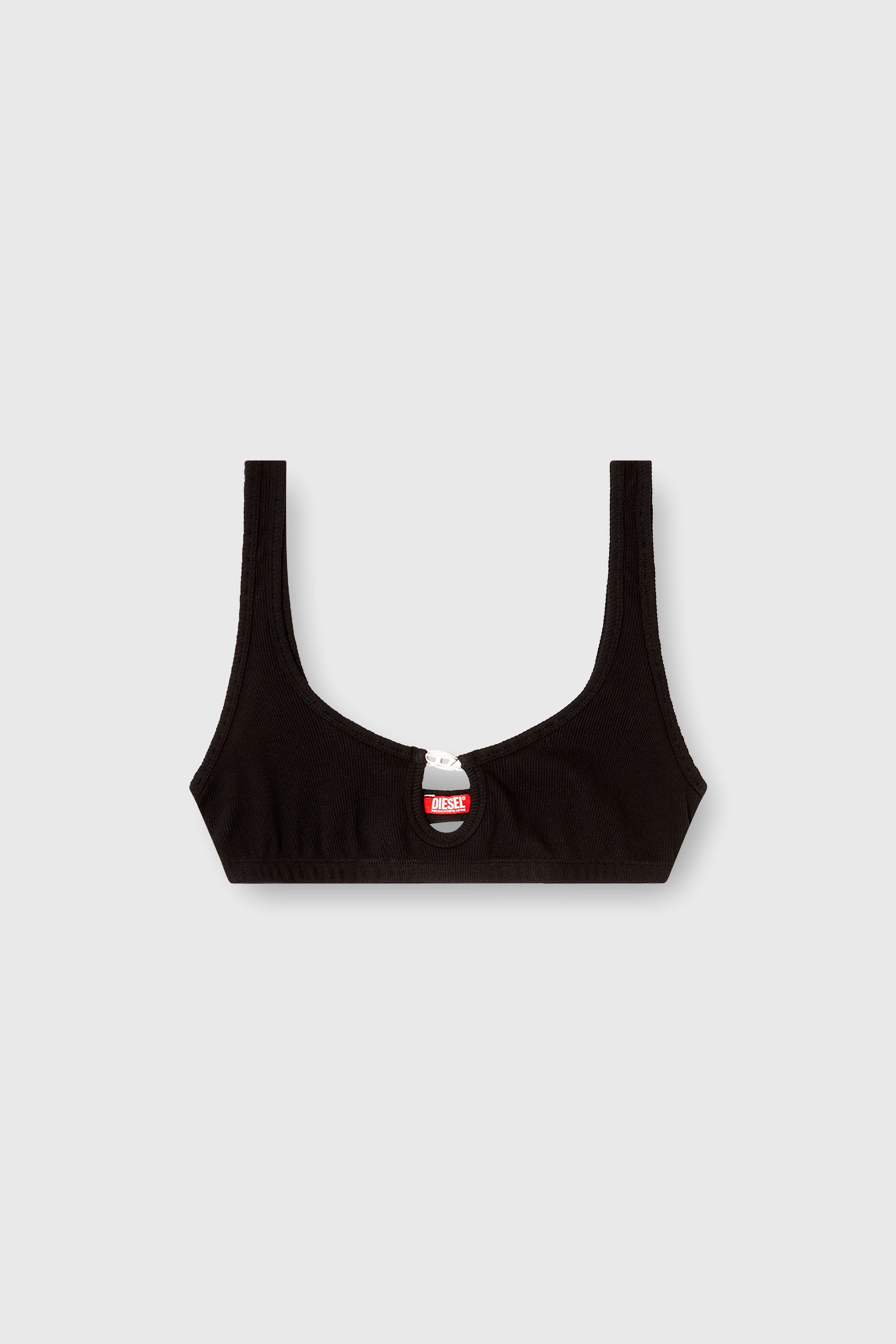 Diesel - FLORENCE-DNM, Bralette de canal&eacute; de algod&oacute;n con joya Oval D Mujer in Negro - 2