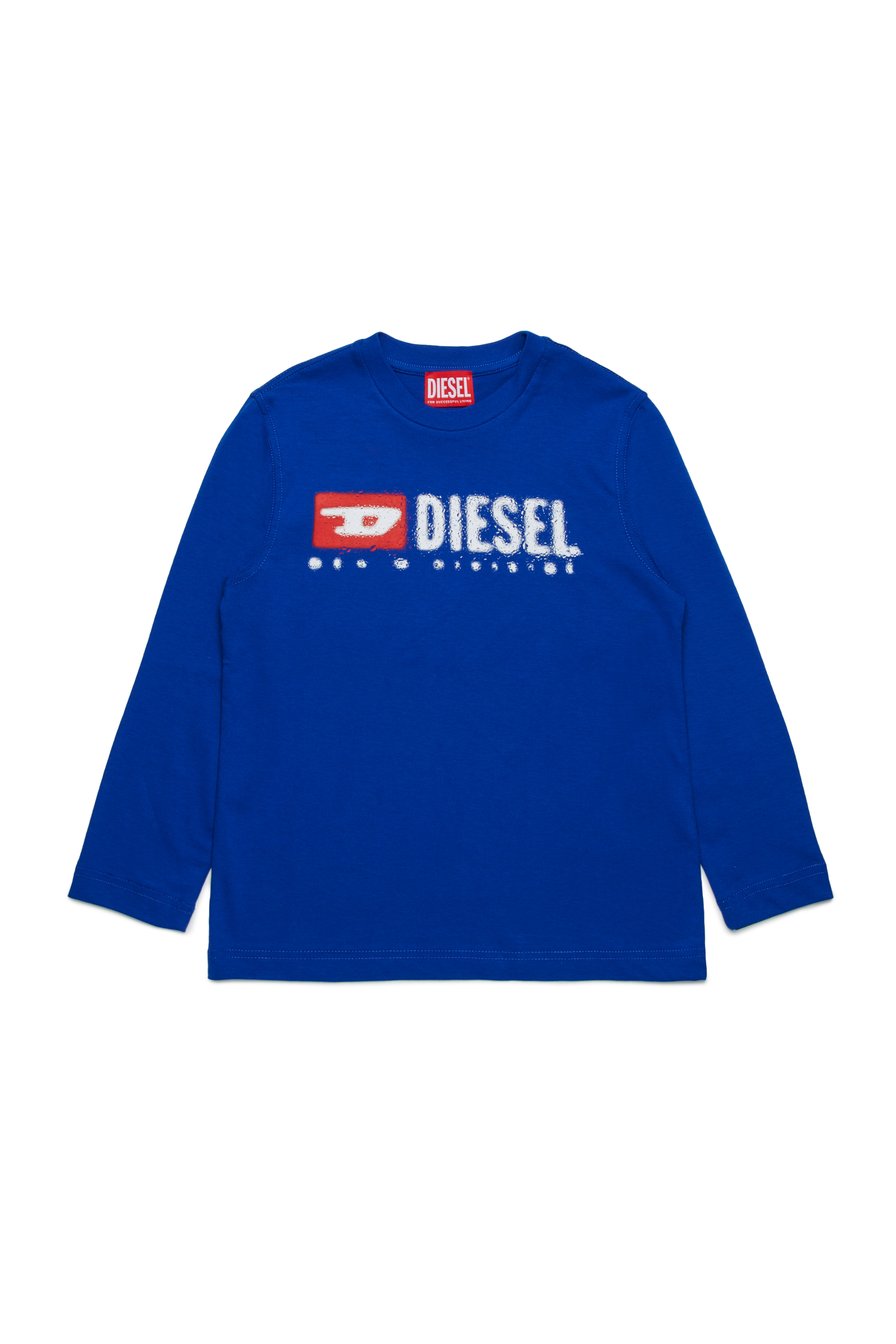 Diesel - TDROPS, Camiseta de cuello redondo de algodón con estampado de logo Hombre in Azul marino - 1