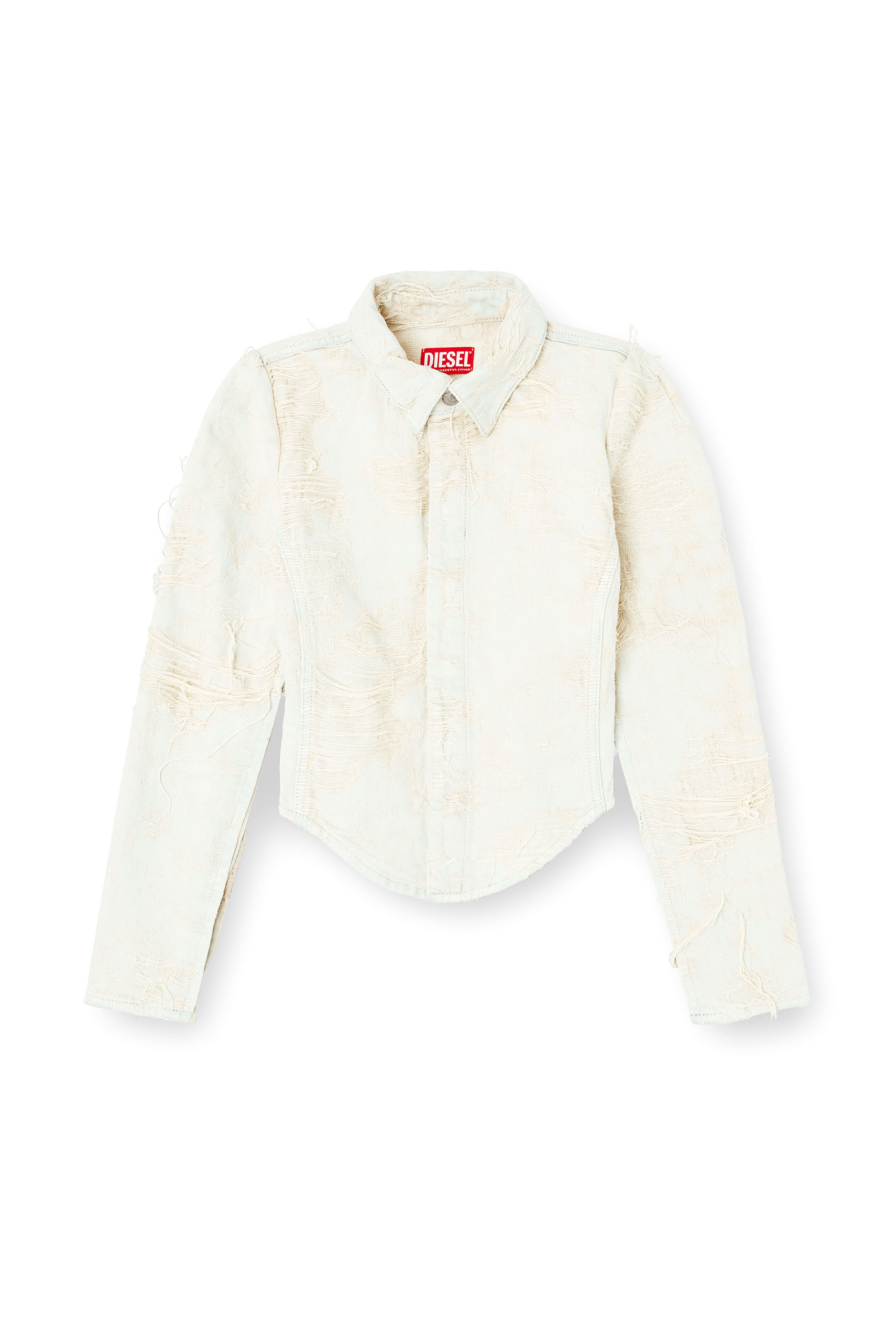 Diesel - DE-MADELINE-FSG, Woman's Shirt in jacquard denim with floating threads in White - 3