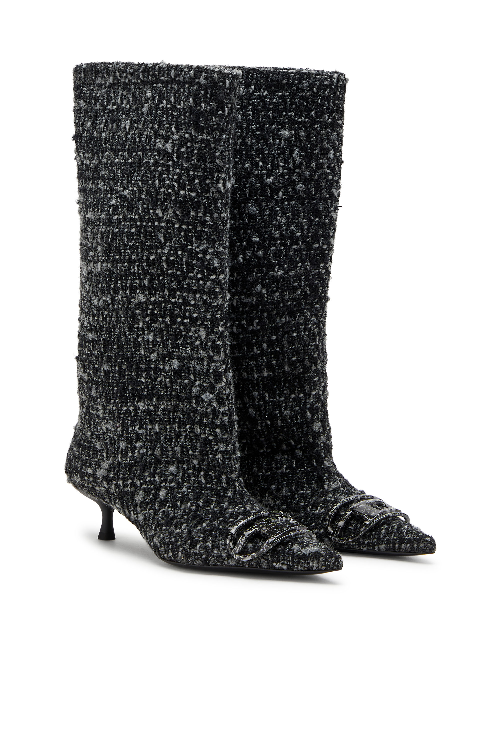 Diesel - D-VENUS 40 KB TUBE, Botas hasta la rodilla de bouclé Mujer in Negro - 2