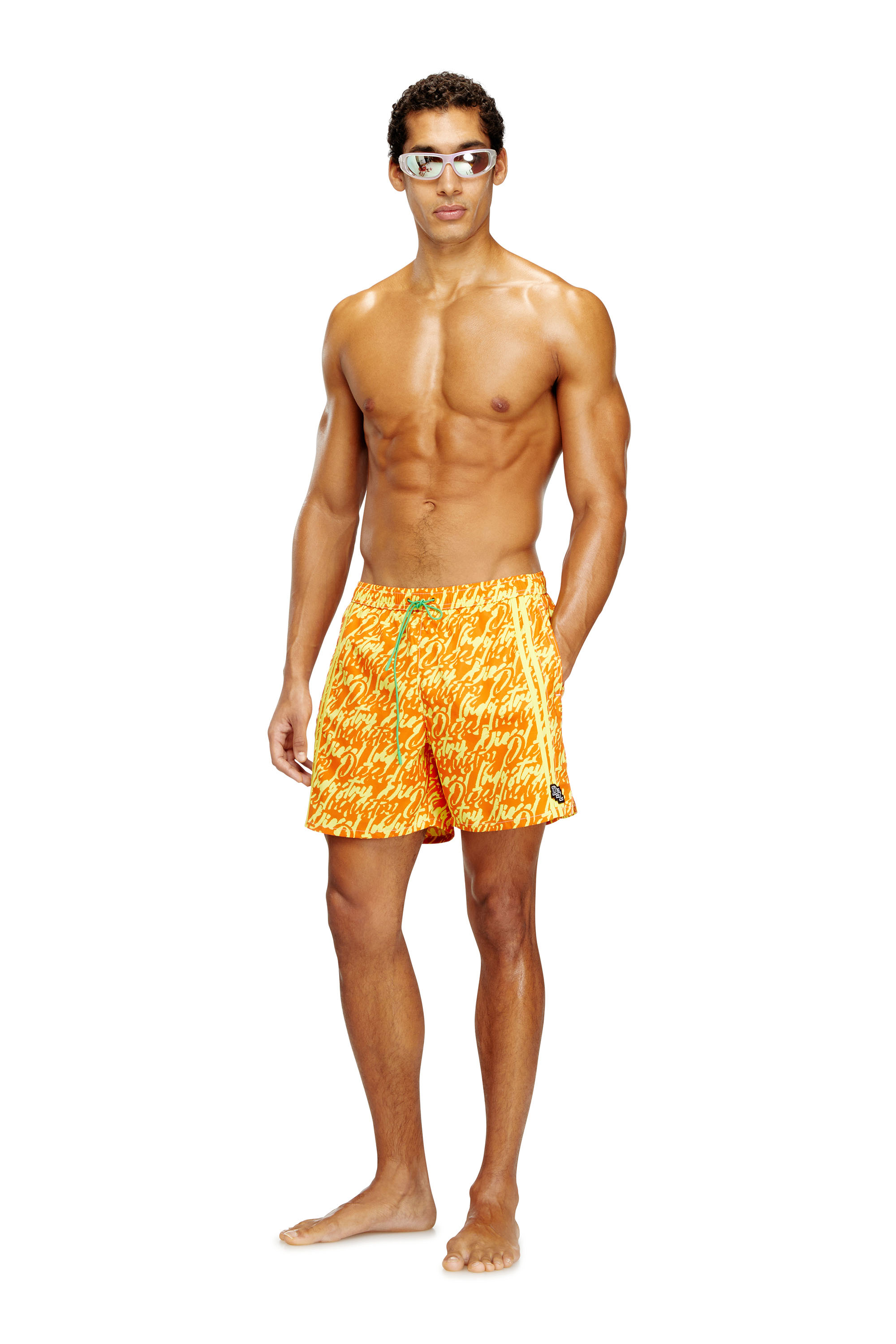 Diesel - SOCCER-41-D-POP, Bañador corto con estampado de logotipo por toda la prenda Hombre in ToBeDefined - 1