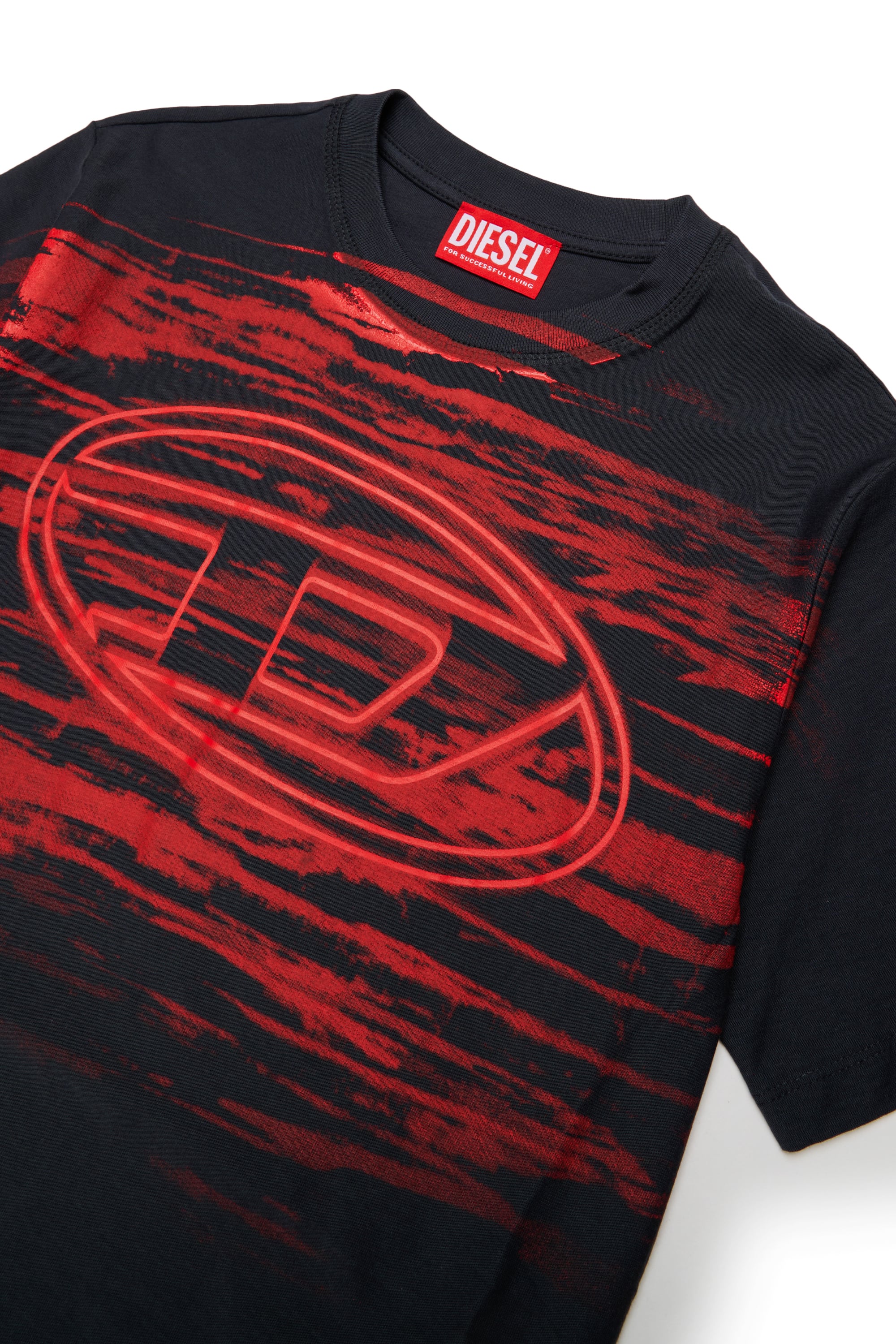 Diesel - TFRIT OVER, Camiseta con logo Oval D y efecto jaspeado Hombre in Negro - 3