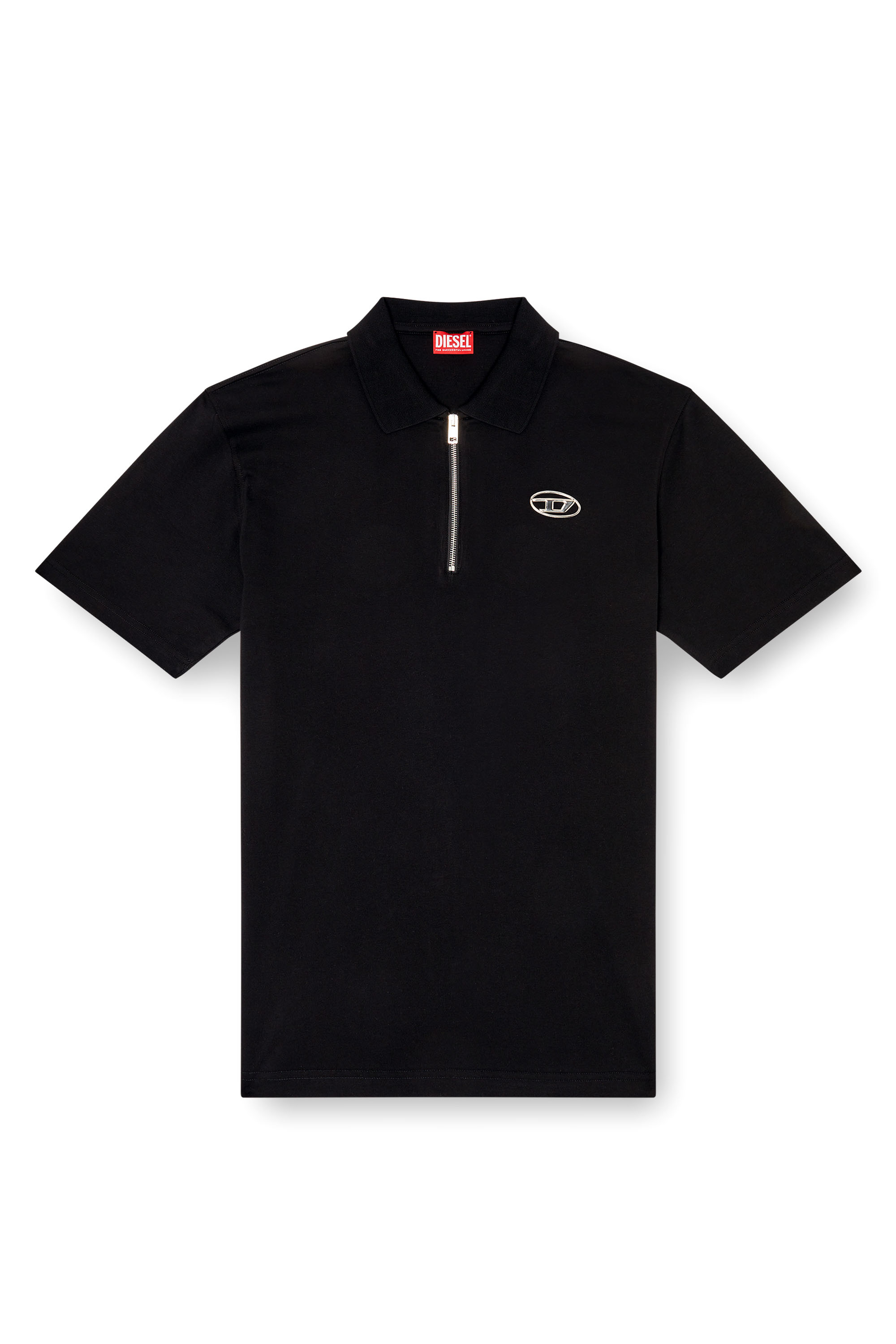 Diesel - T-VOR-OD, Polo con cremallera delantera y logotipo Oval D cortado con láser Hombre in Negro - 2
