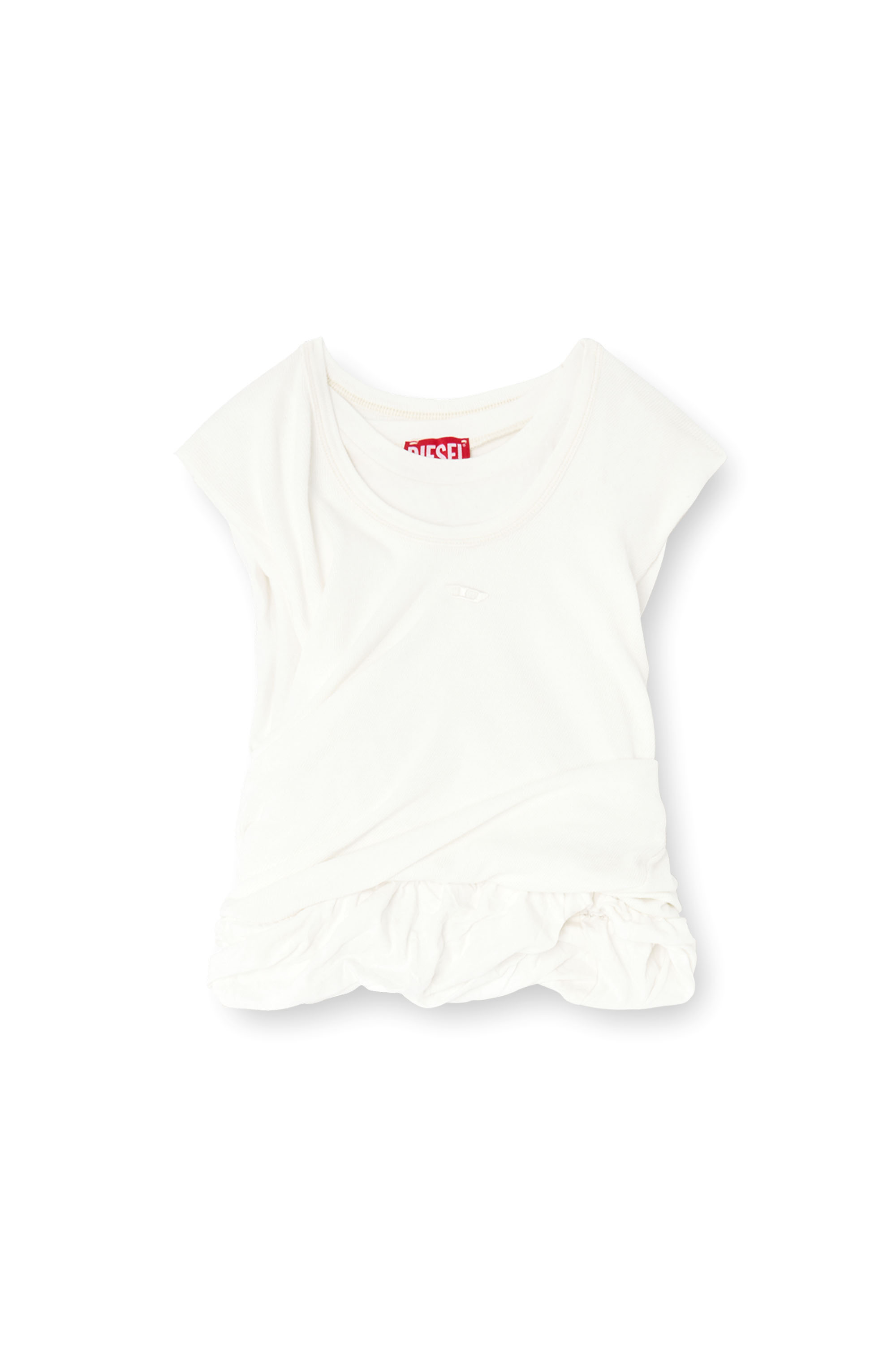 Diesel - T-WISHER-RIB-PL, Camiseta de tirantes fruncida en punto de doble capa Mujer in Blanco - 4